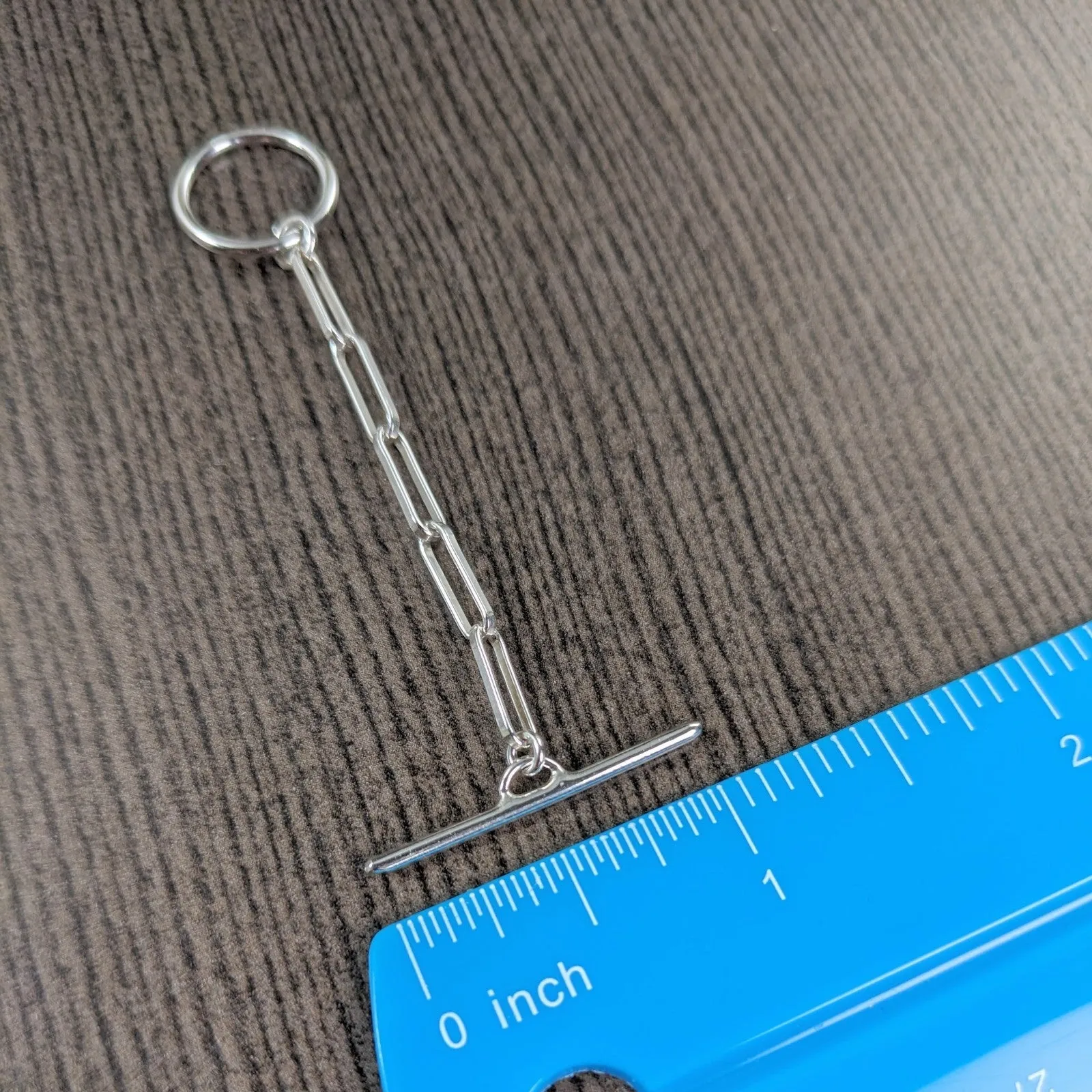 2.5 inches, toggle clasp extender necklace extension in sterling silver, PaperClip chain