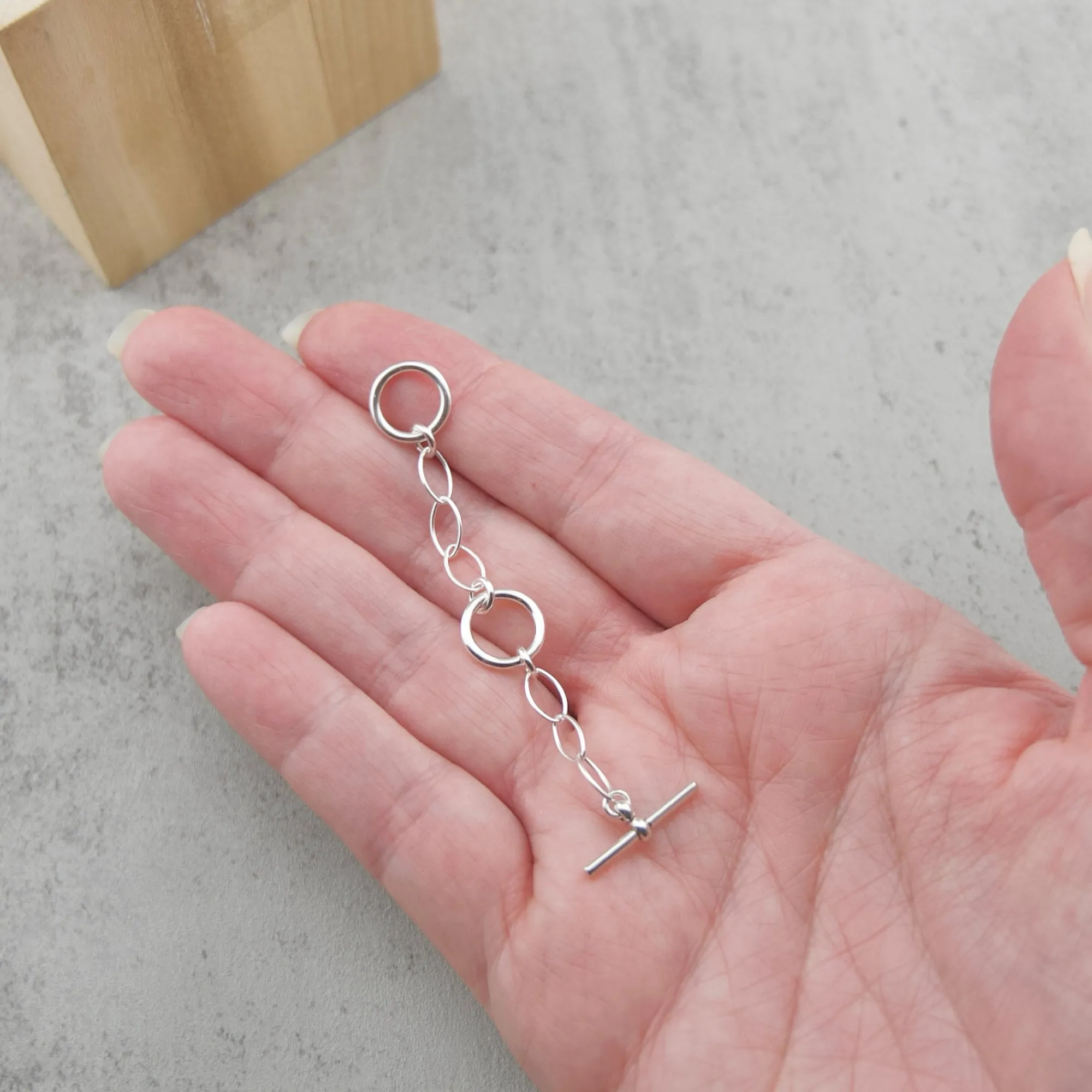 3 inches, double toggle clasp extender sterling silver necklace extension