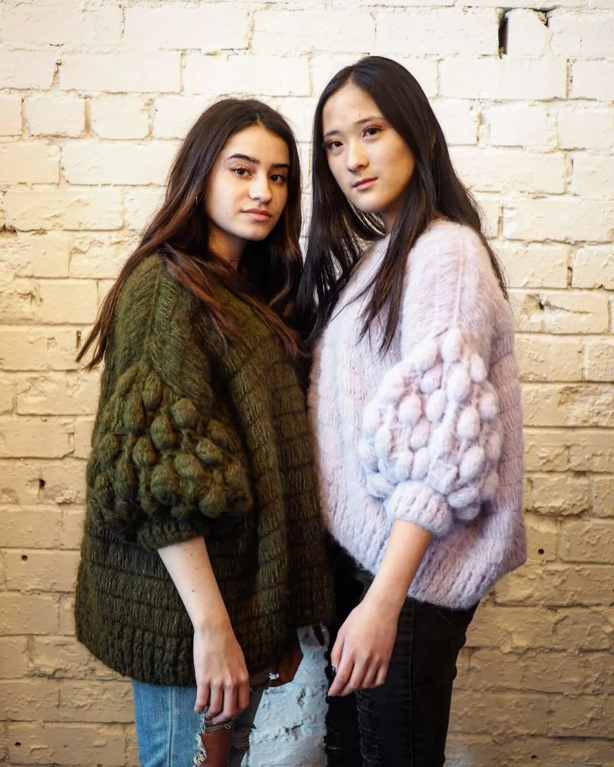 Amano handcrochet alpaca bluson with pompom sleeves