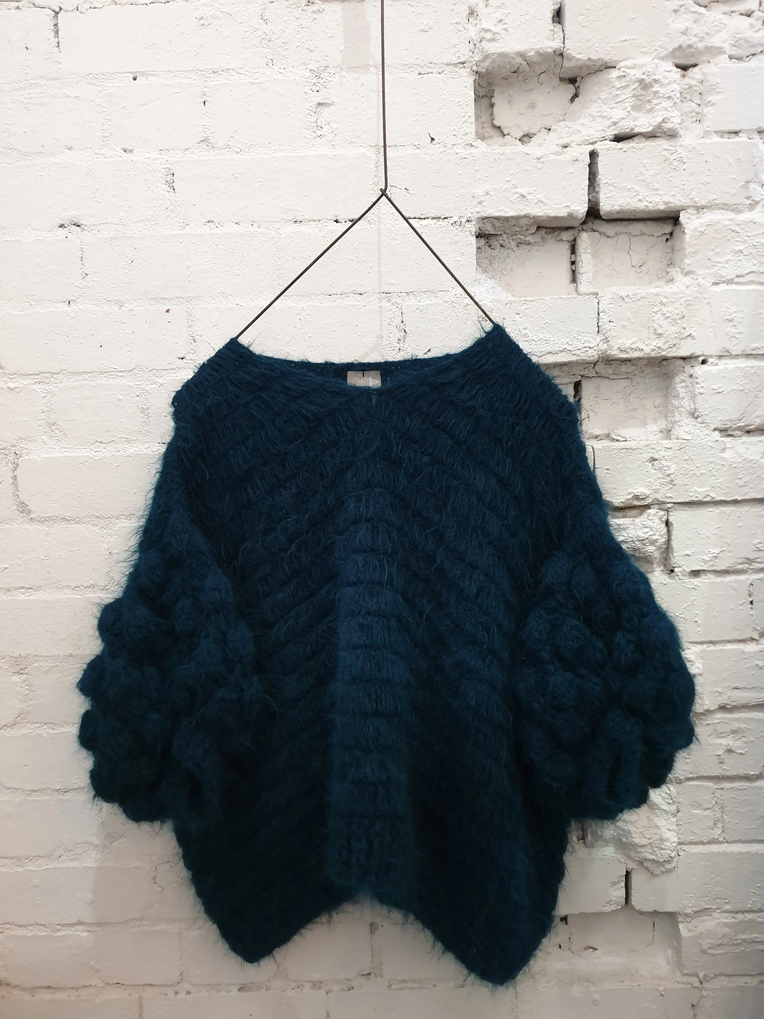 Amano handcrochet alpaca bluson with pompom sleeves