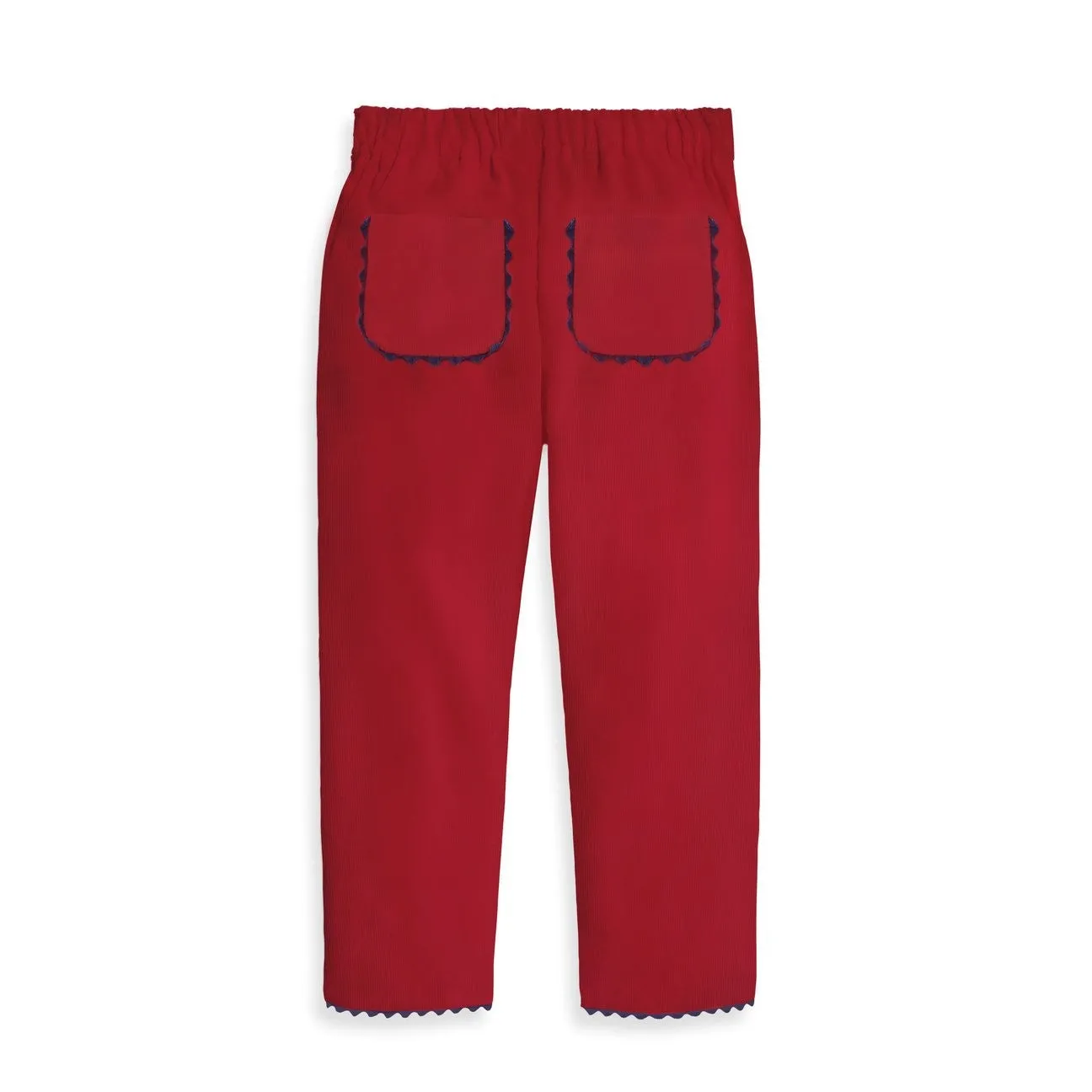 bella bliss Girls Lulu Pants with Rick Rack Back Pockets - Red Corduroy
