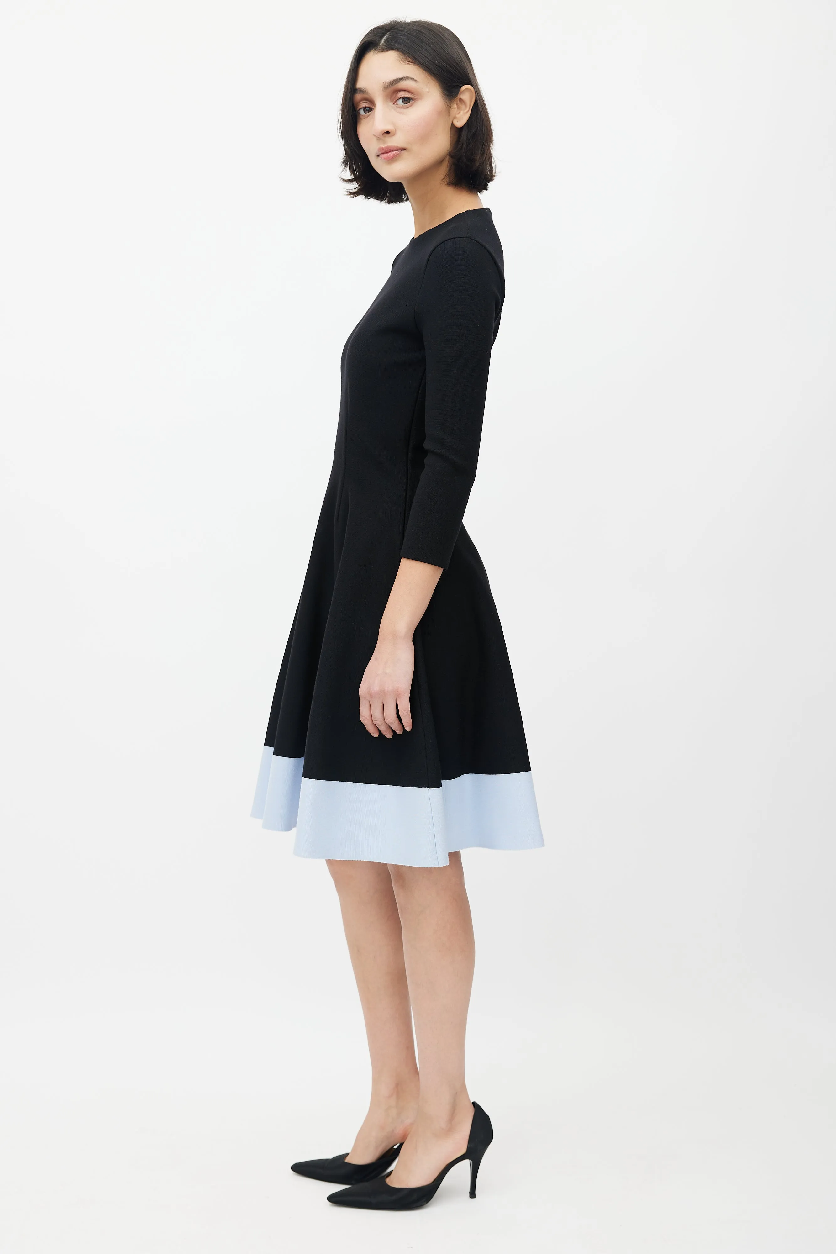 Black & Blue Flared Dress