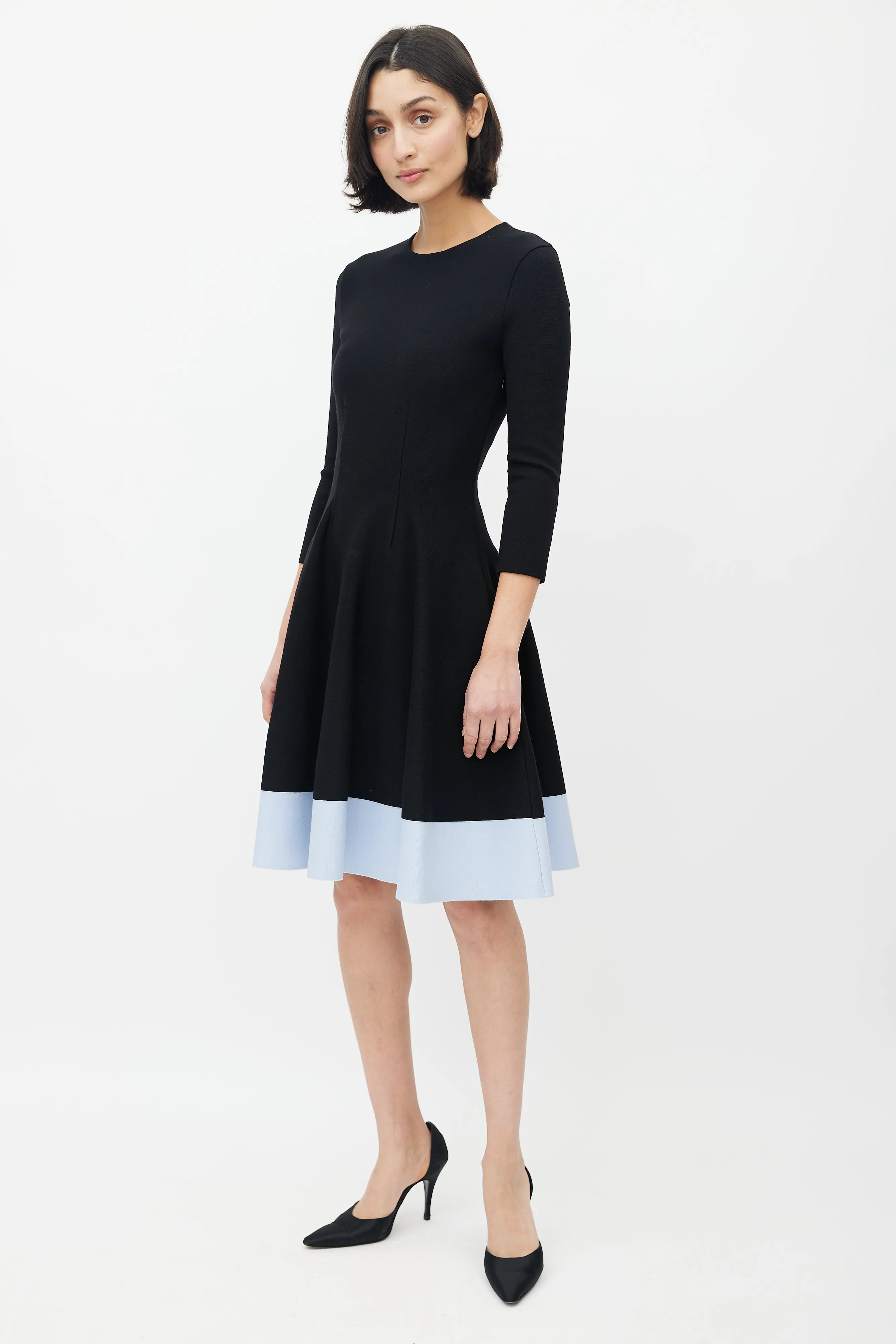 Black & Blue Flared Dress