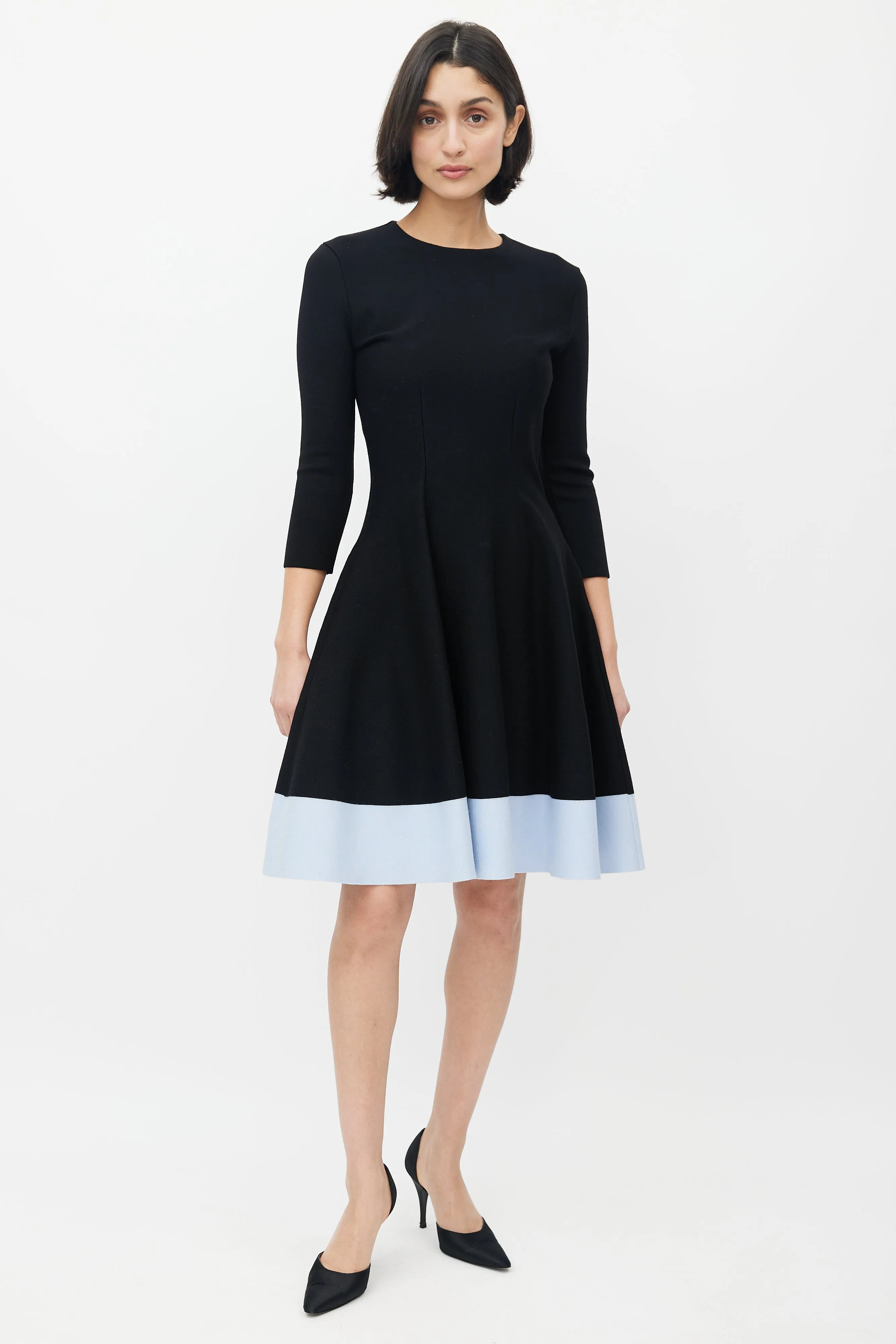 Black & Blue Flared Dress