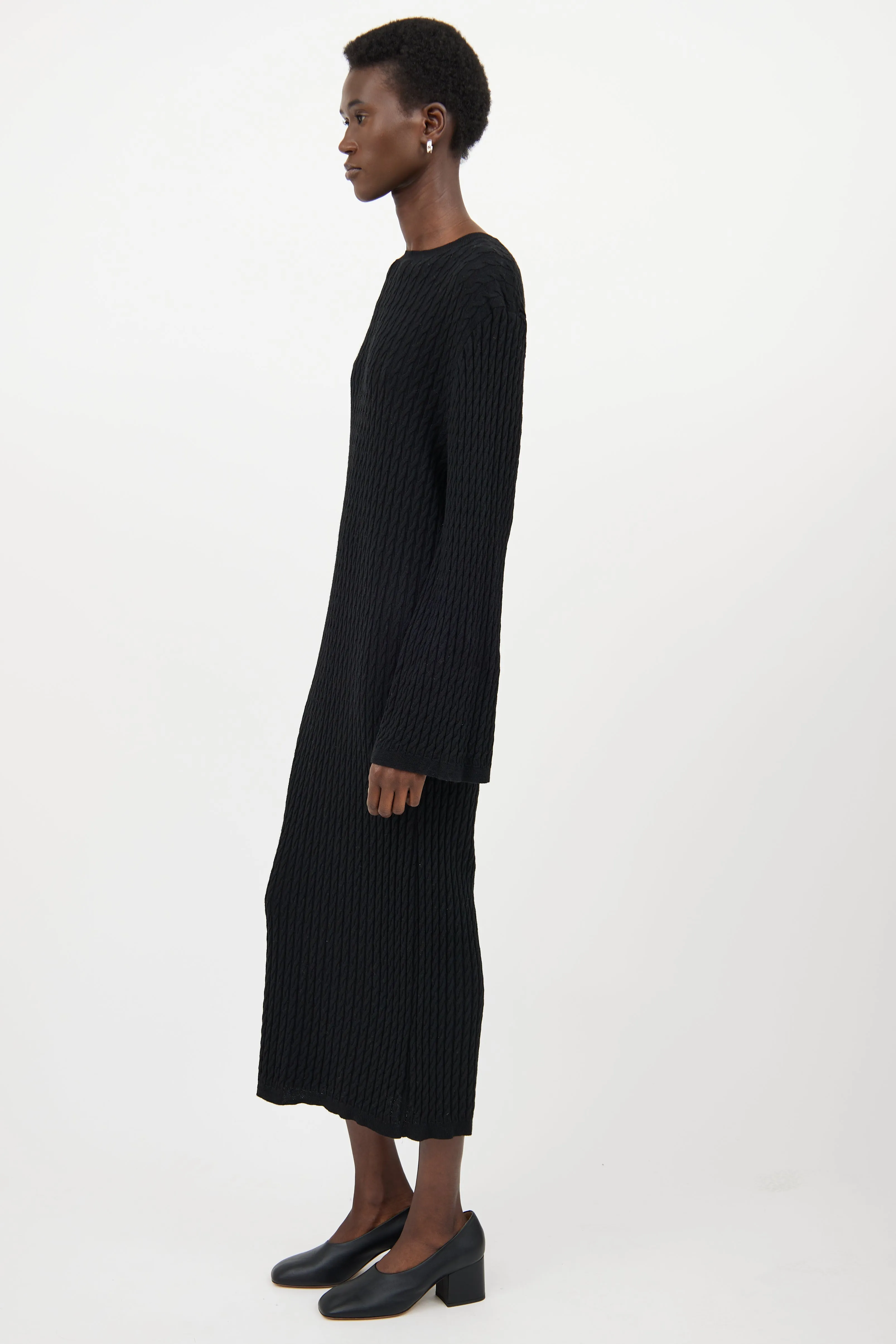Black Cableknit Maxi Dress