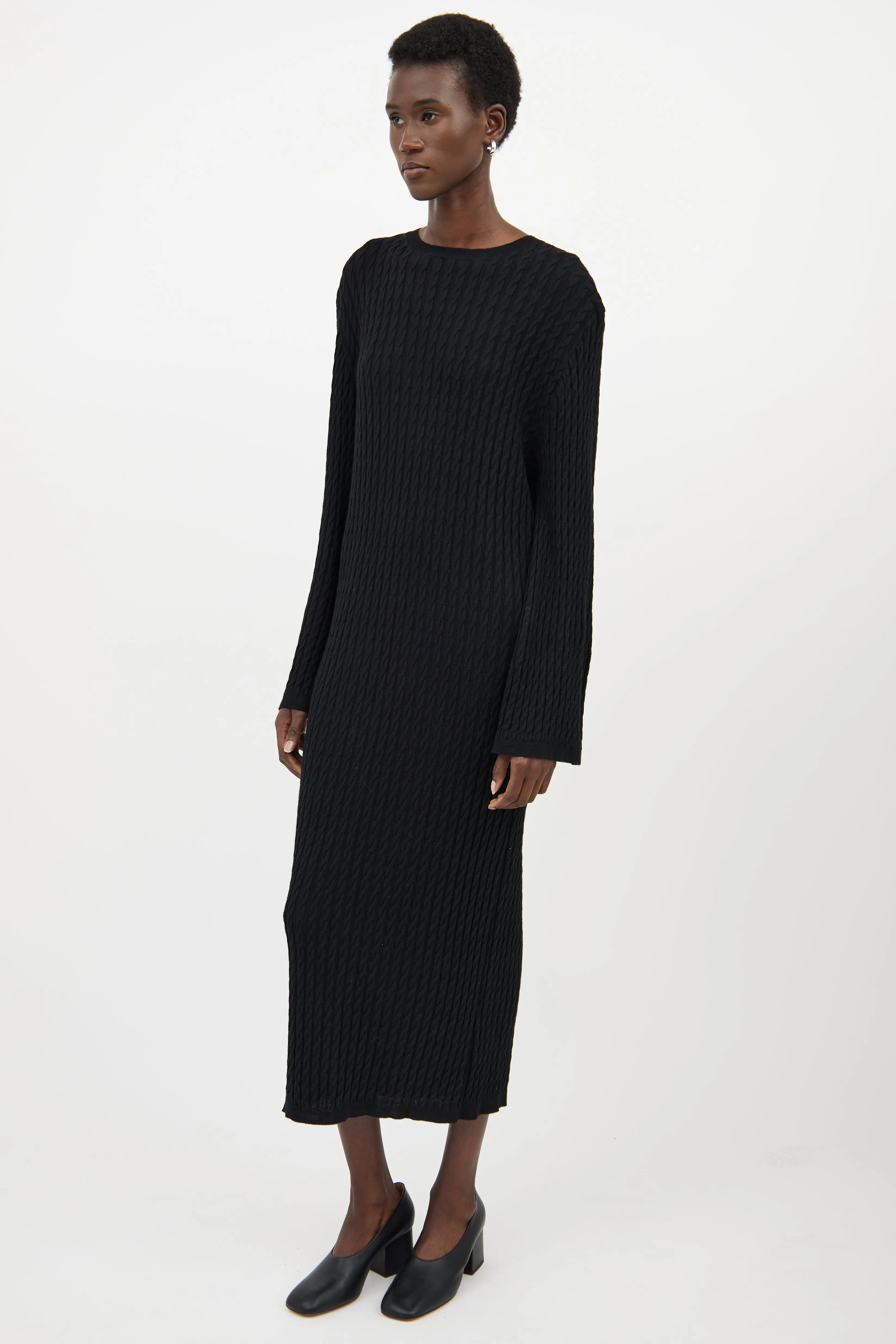 Black Cableknit Maxi Dress
