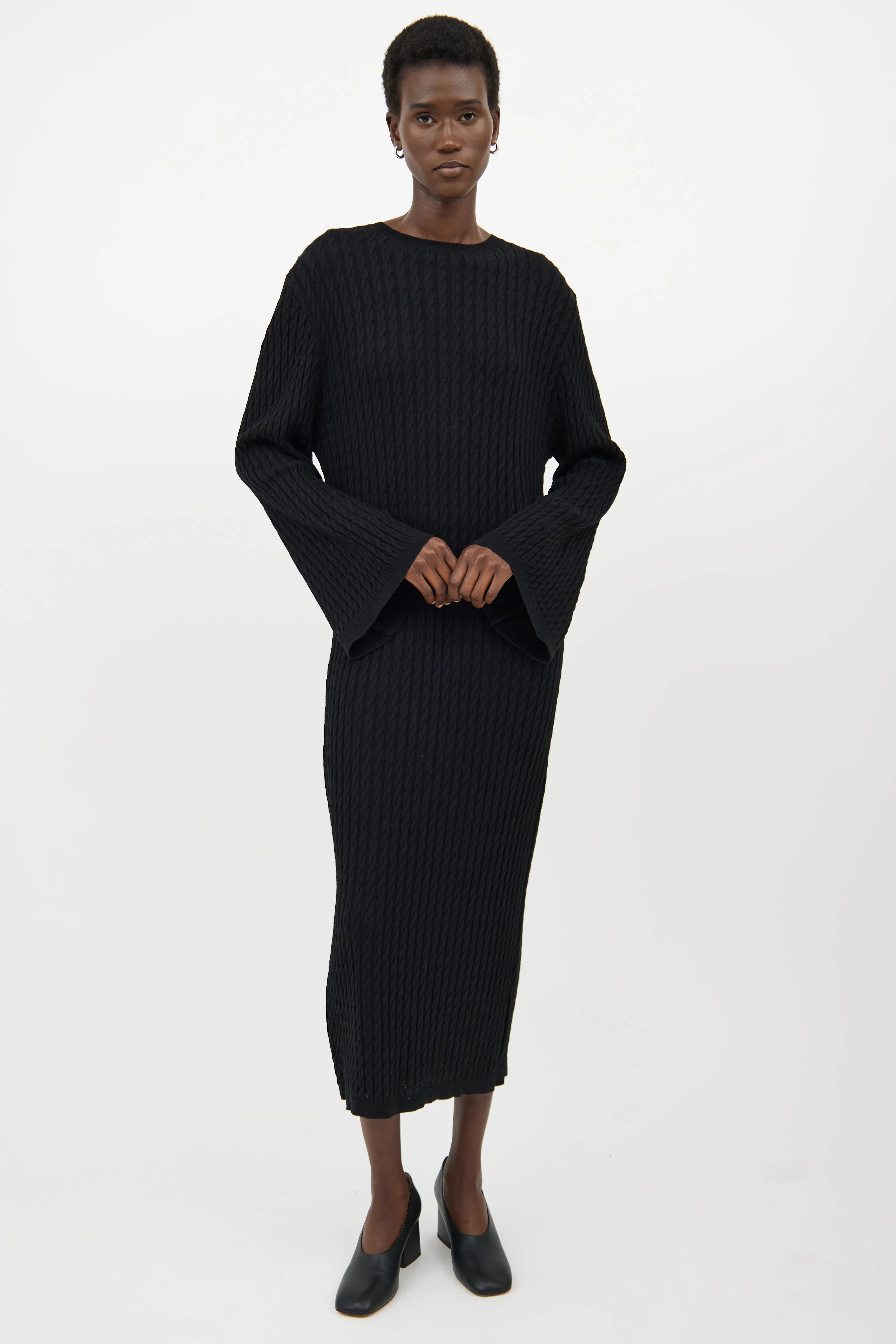 Black Cableknit Maxi Dress