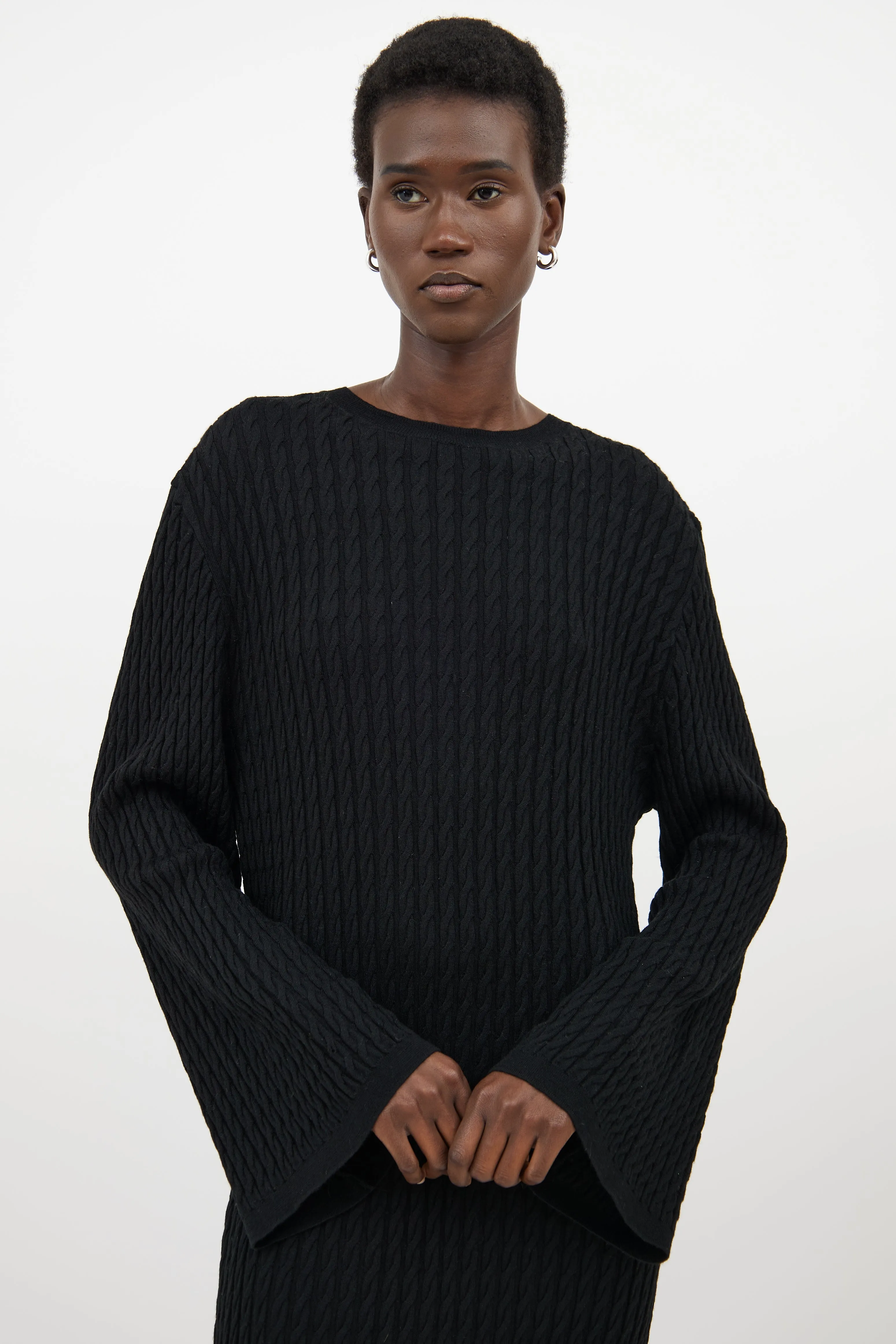 Black Cableknit Maxi Dress
