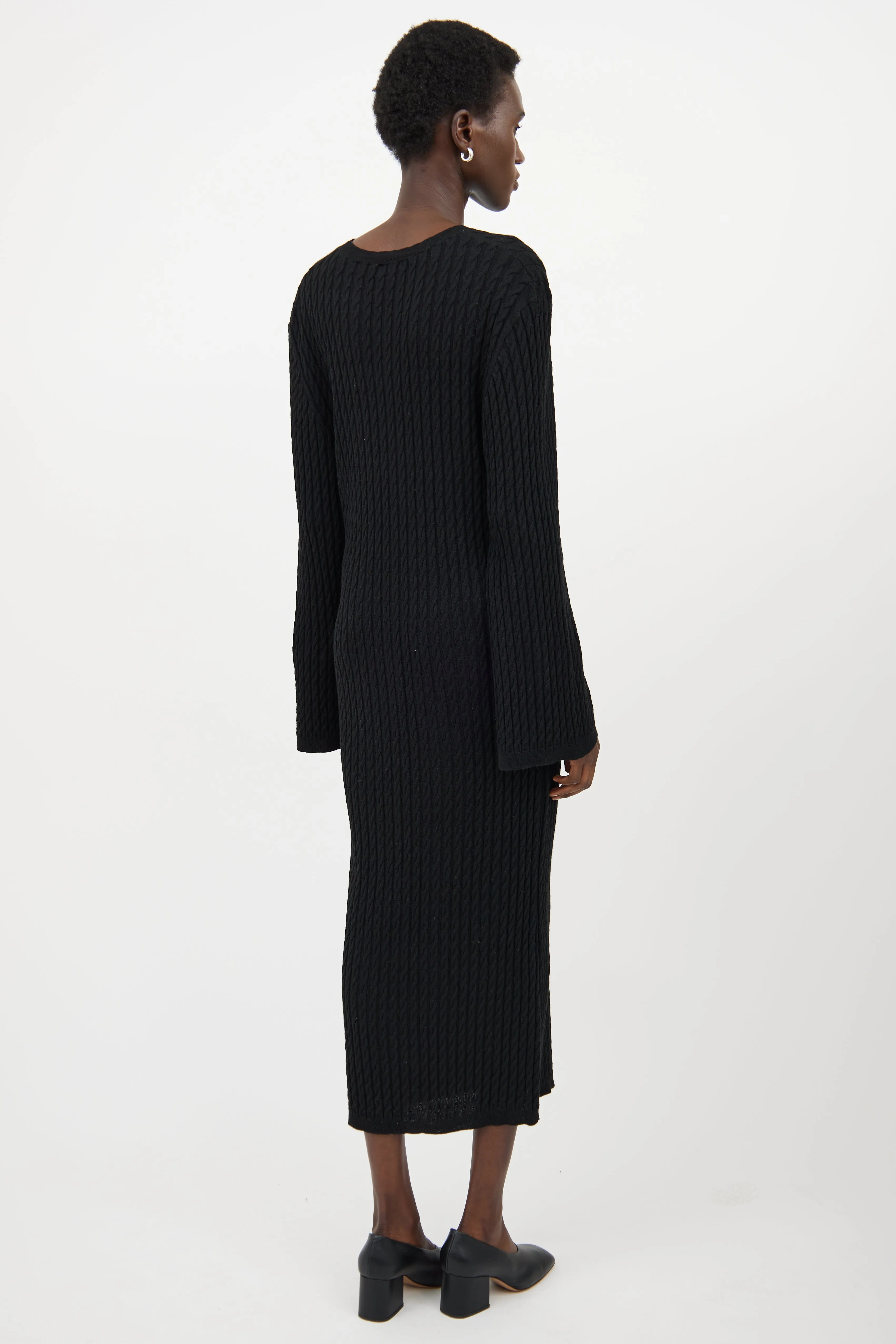 Black Cableknit Maxi Dress