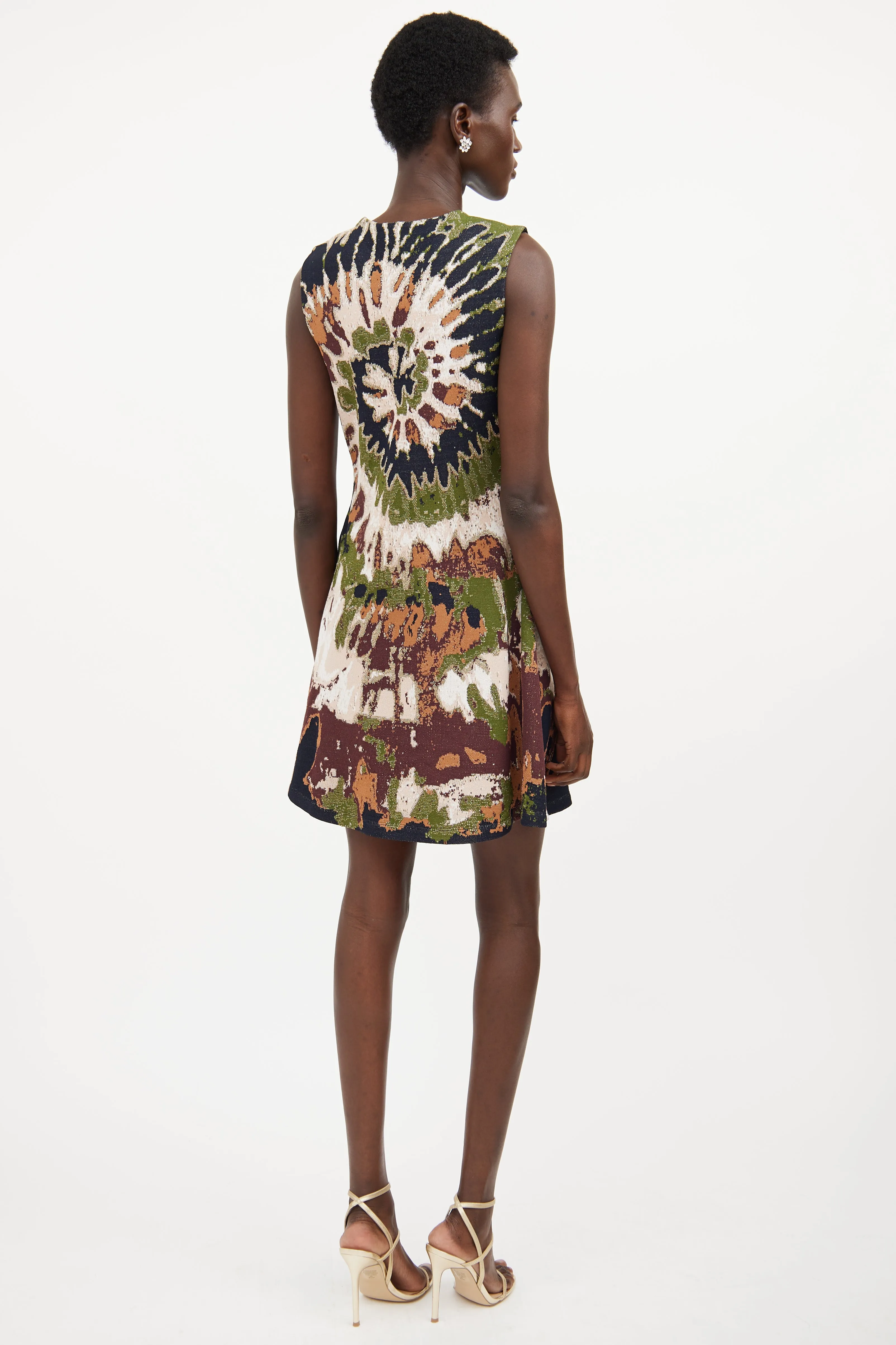 Brown & Multicolour Woven Tie Dye Dress