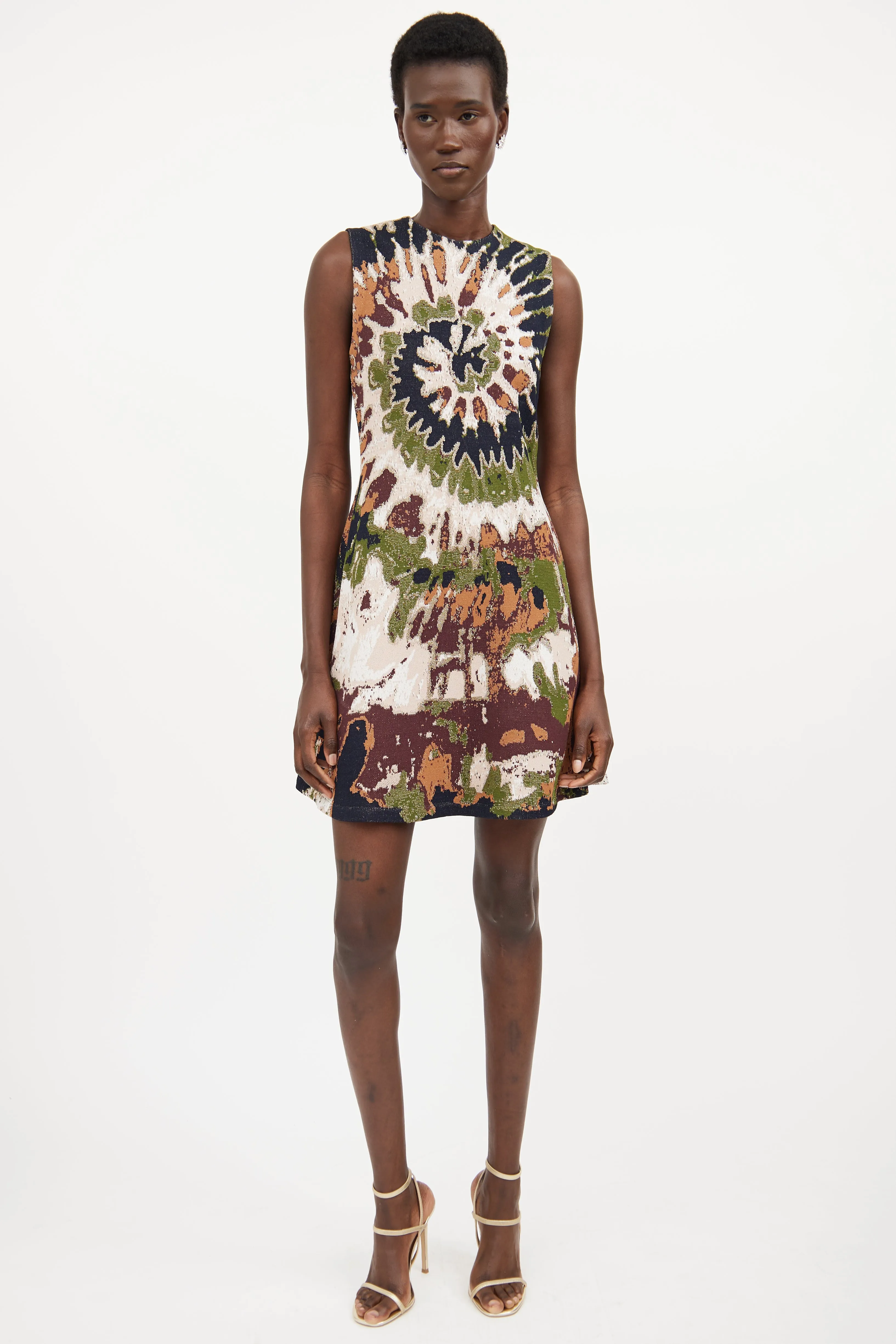 Brown & Multicolour Woven Tie Dye Dress