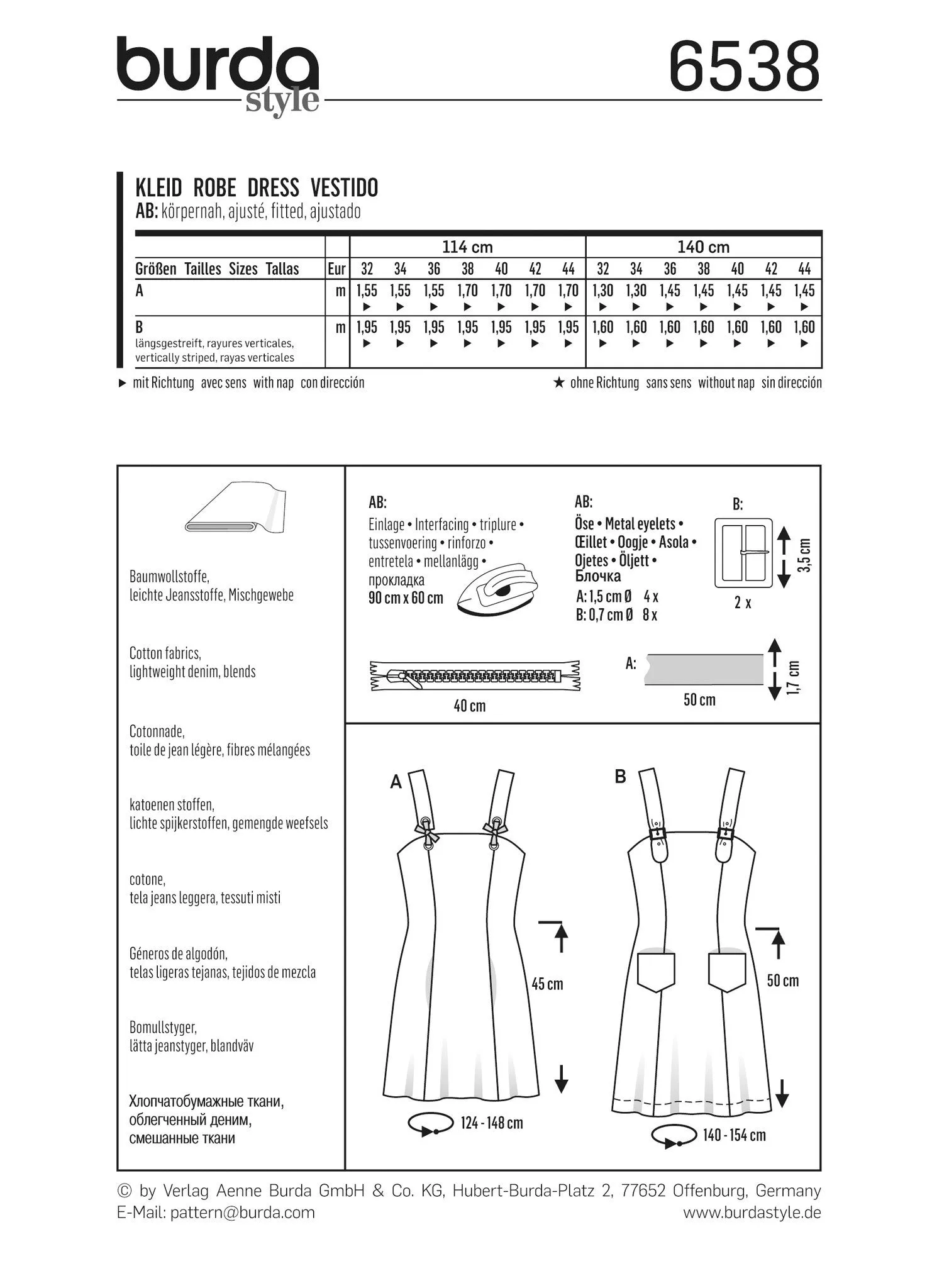 Burda Style Pattern BD6538 Misses' Strappy Dress