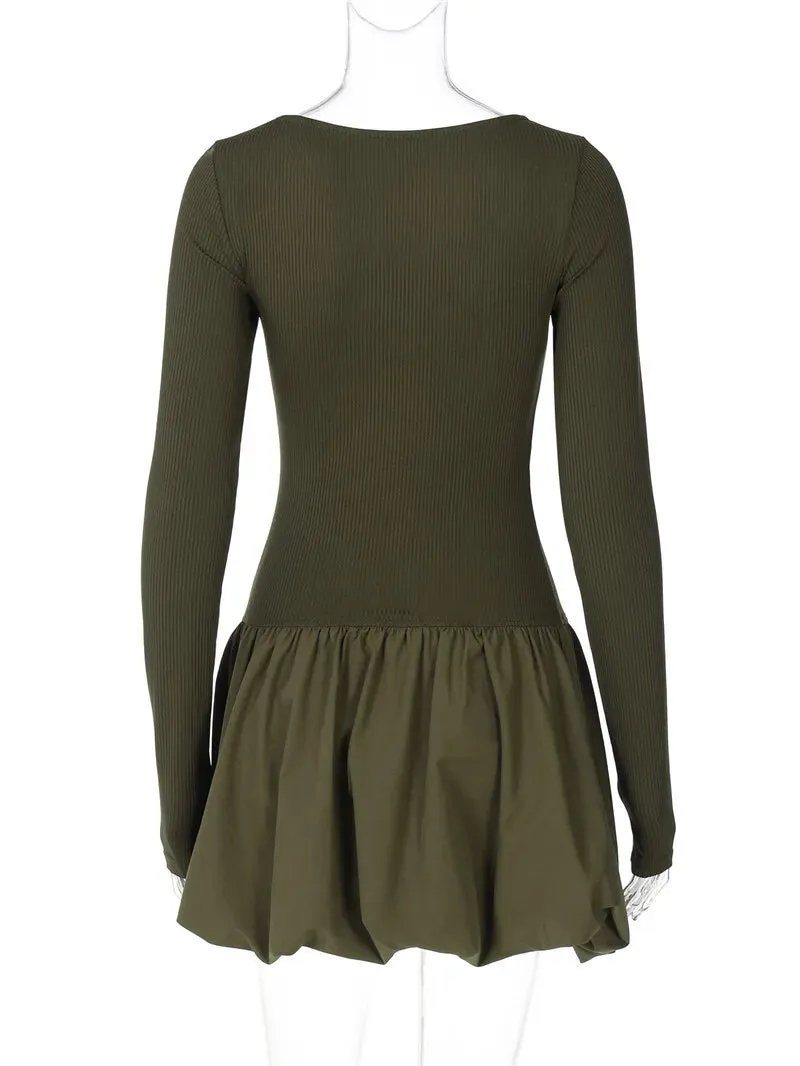 Chic Fall Ribbed Mini Dress for Trendy Women