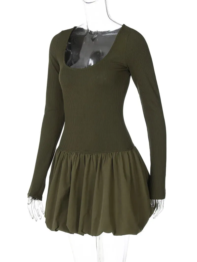 Chic Fall Ribbed Mini Dress for Trendy Women