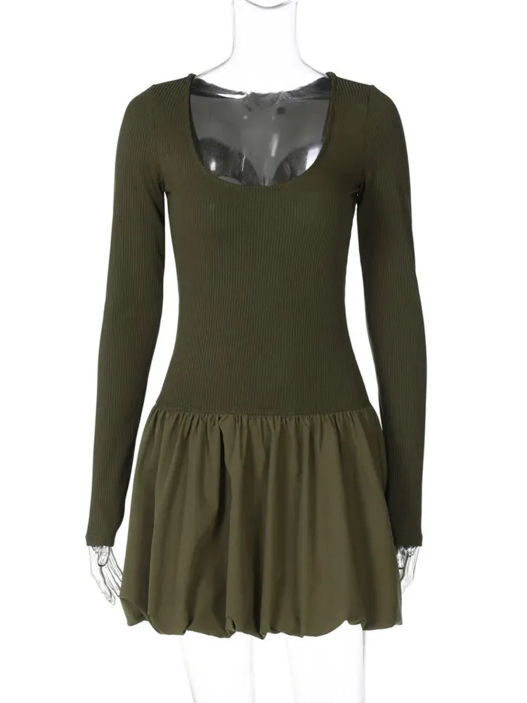 Chic Fall Ribbed Mini Dress for Trendy Women