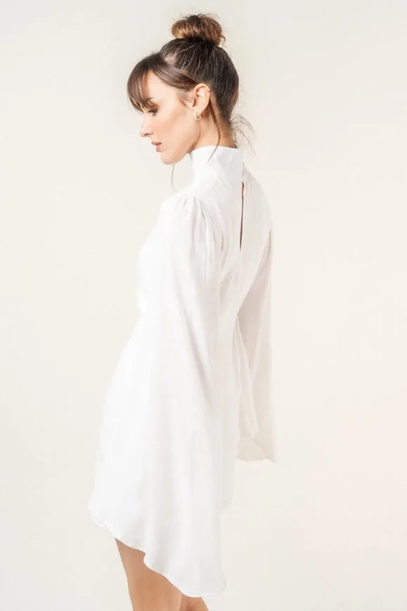 Chic Mock Neck Dramatic Flared Sleeve Mini DRESS
