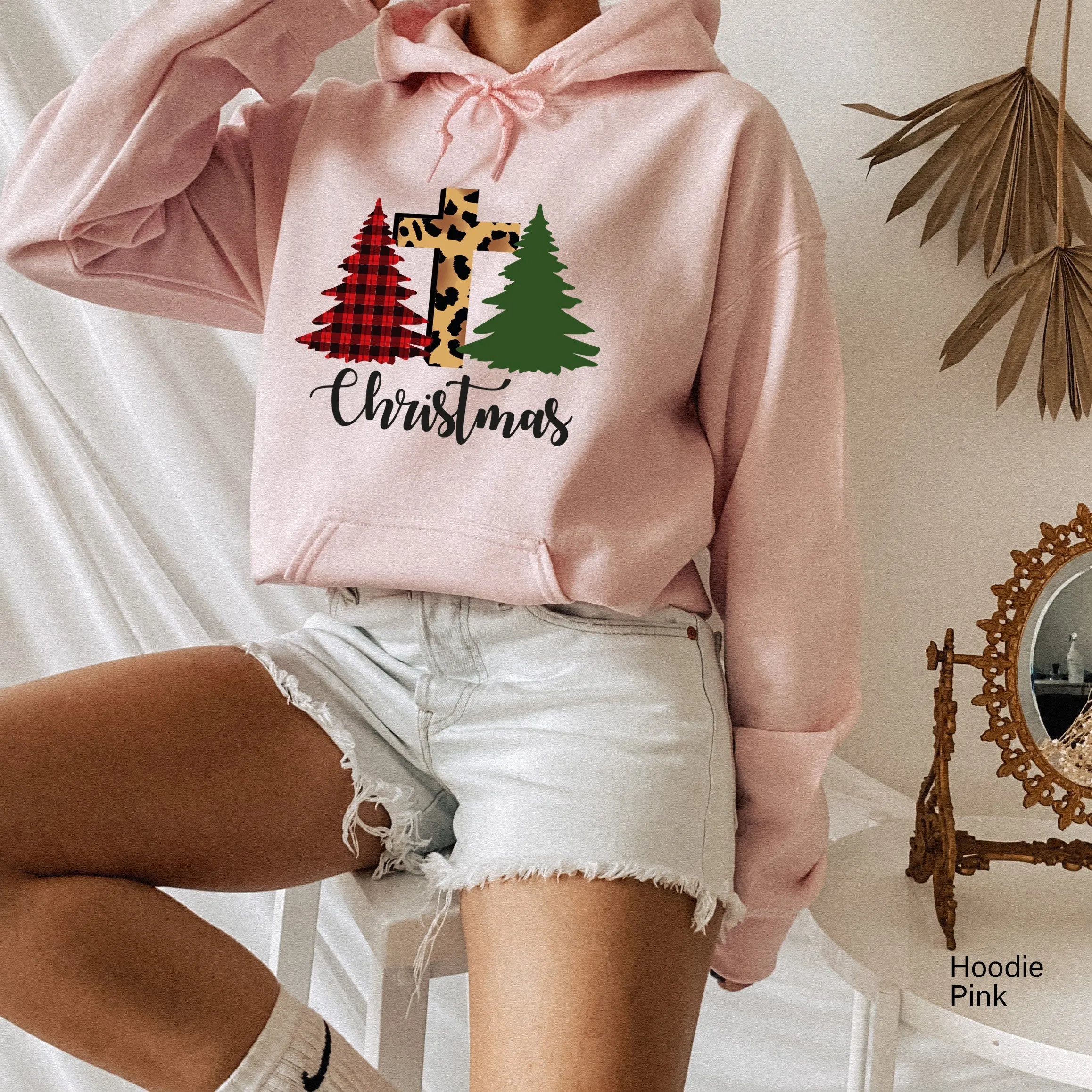 Christmas Trees Sweatshirt,Womens Christmas Sweatshirt,Christmas Tree Tee,Holiday Sweaters,Leopard Print Shirt,Christmas Gift,C6277