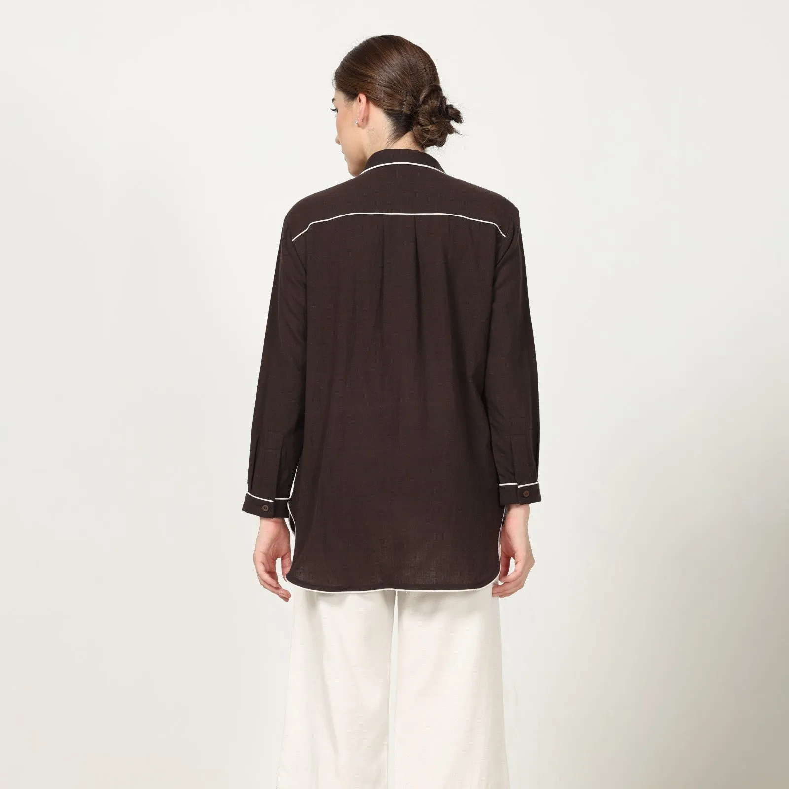 Coffee Brown Shirt With Ecru Pant | Cotton | Polished Look | Set Of 2