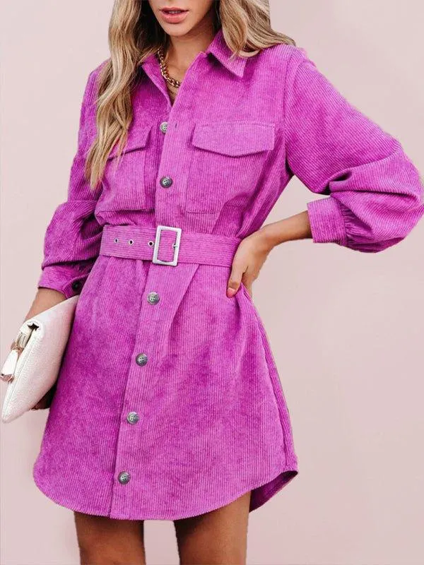 Corduroy Women's Casual Shirt Dress