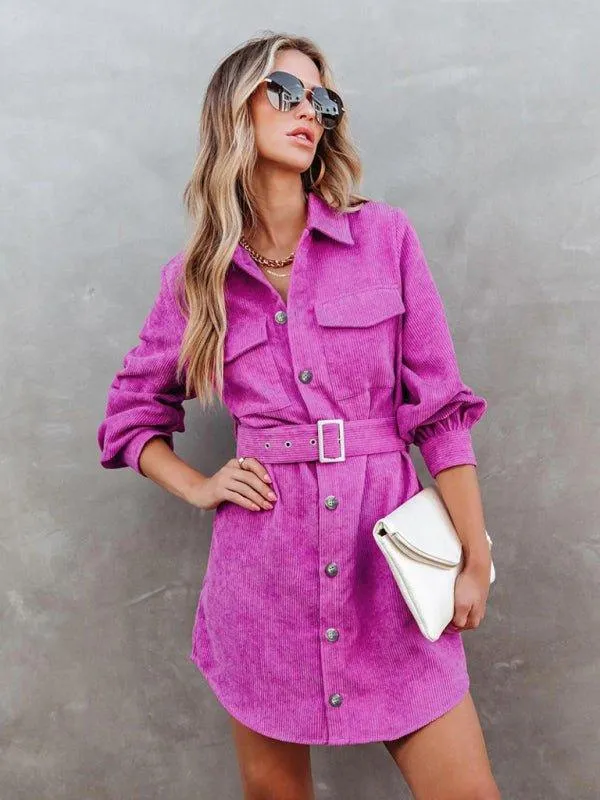 Corduroy Women's Casual Shirt Dress