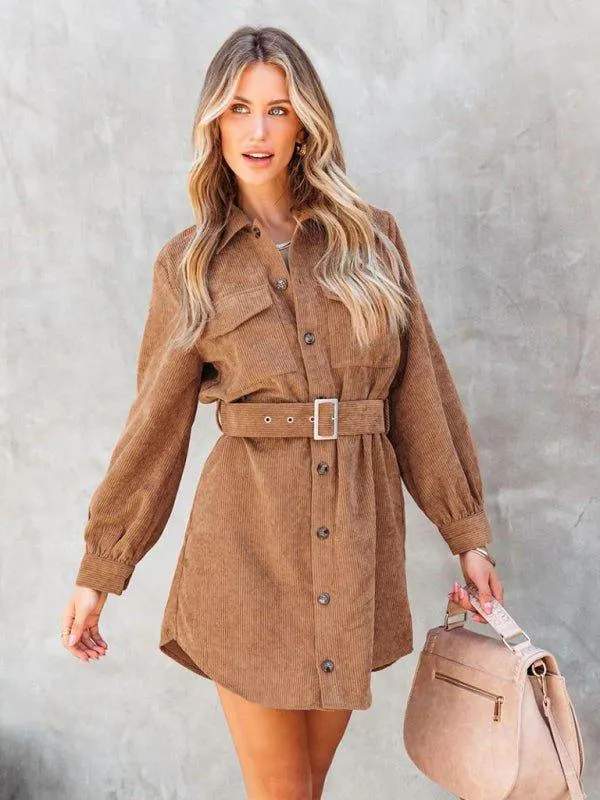 Corduroy Women's Casual Shirt Dress