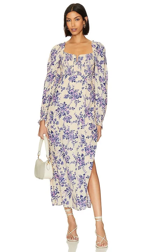 Free People Jaymes Midi in Purple,Ivory