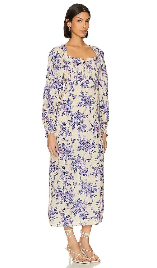 Free People Jaymes Midi in Purple,Ivory