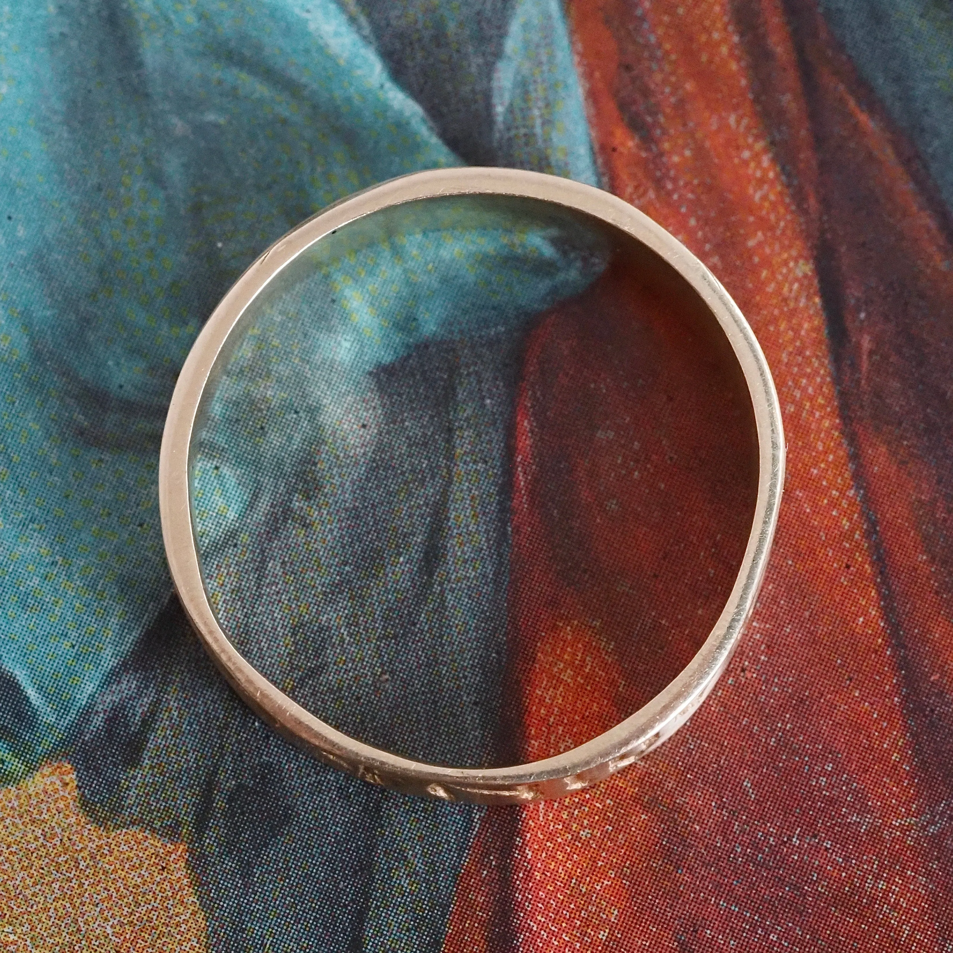 French "Por Tous Itours/For All Times" Engraved 14k Gold Posy Ring