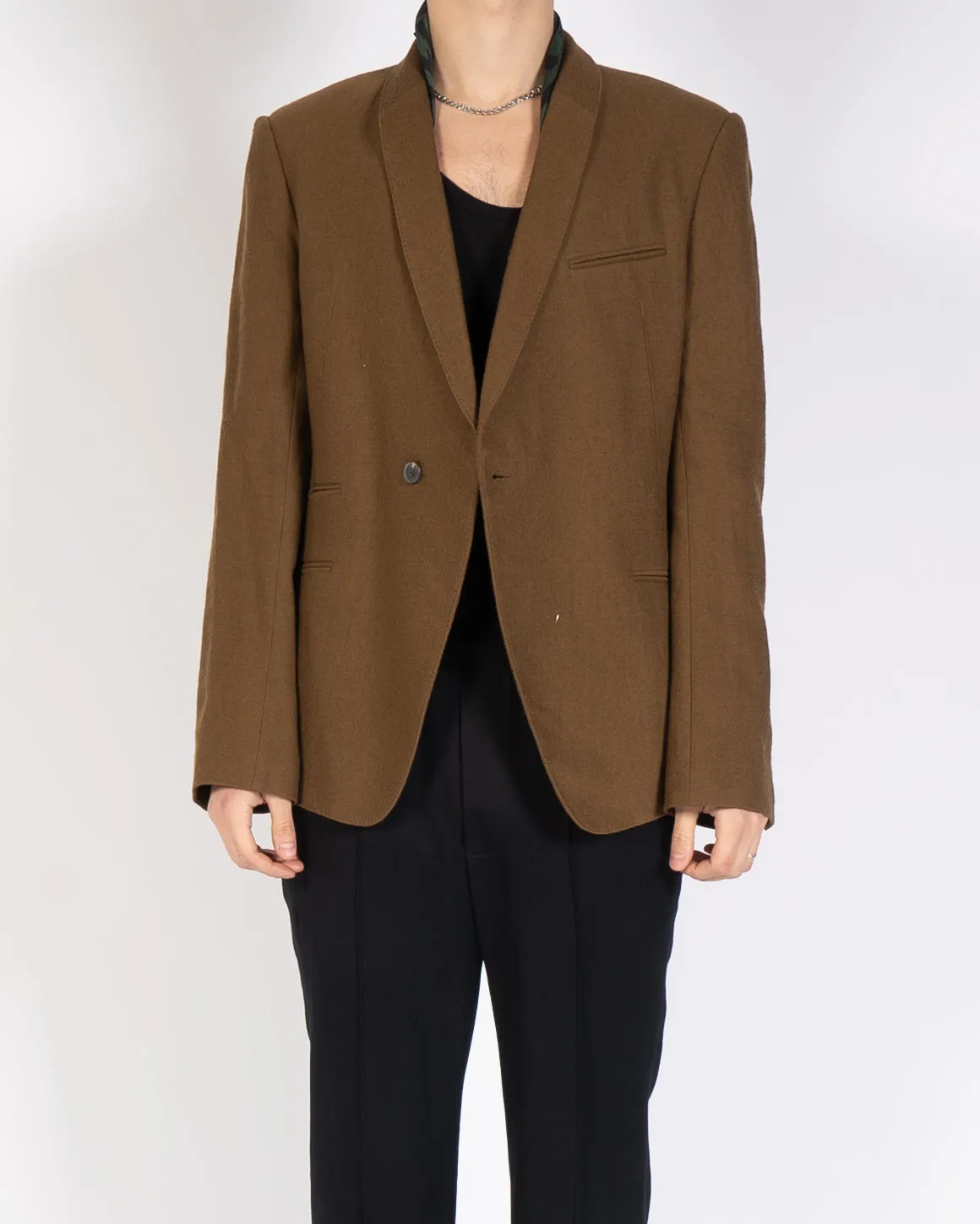 FW18 Brown Shawl Collar Wool Blazer