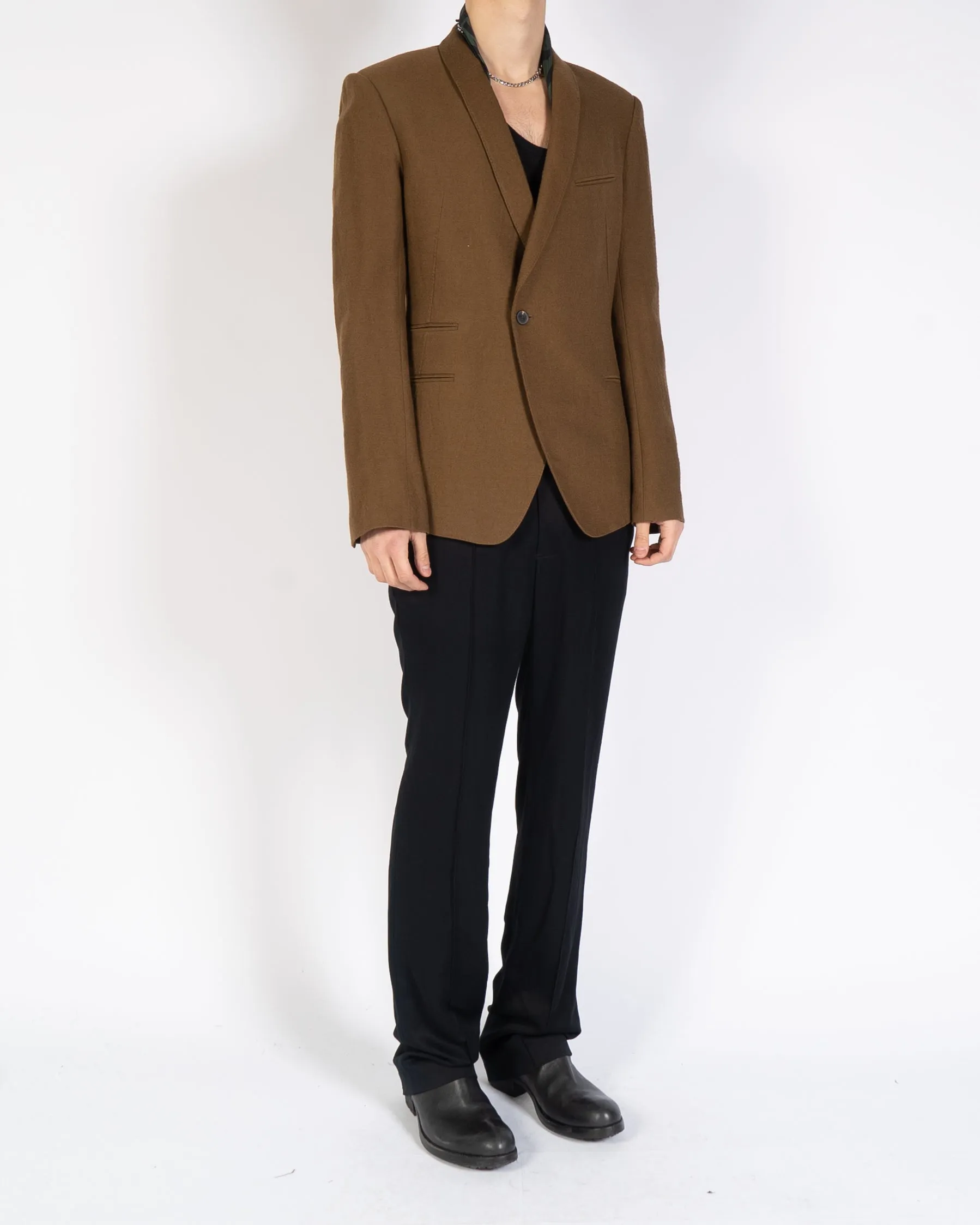 FW18 Brown Shawl Collar Wool Blazer