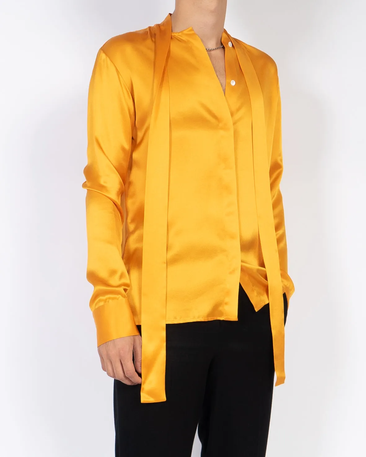 FW18 Orange Silk Shirt with Scarf Collar