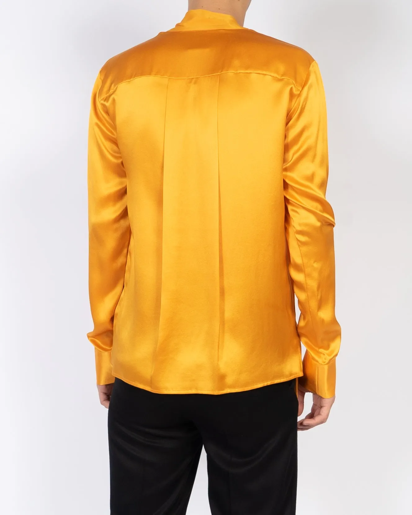FW18 Orange Silk Shirt with Scarf Collar