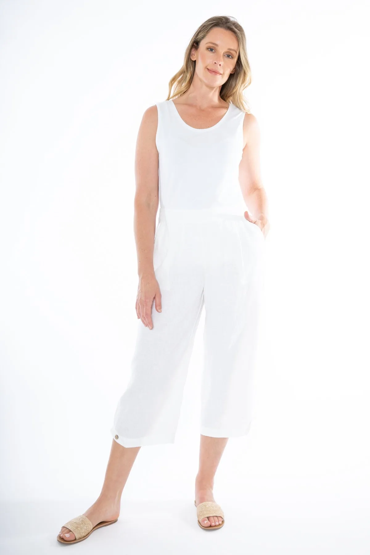 Jump - 3/4 Pleat Detail Pant White | 576J7118A