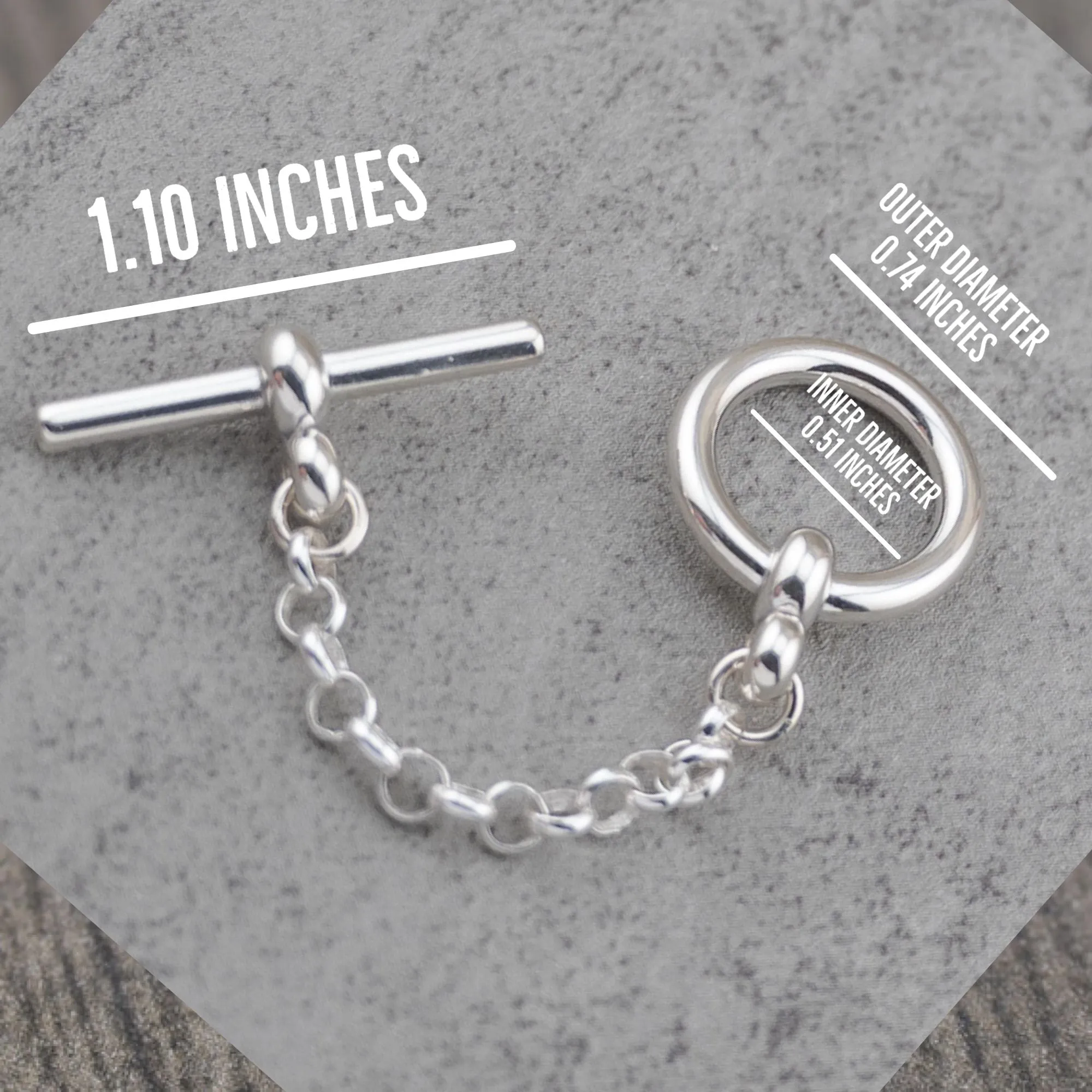Large Sterling silver toggle clasp extender necklace extension 2, 3 & 4 inch options