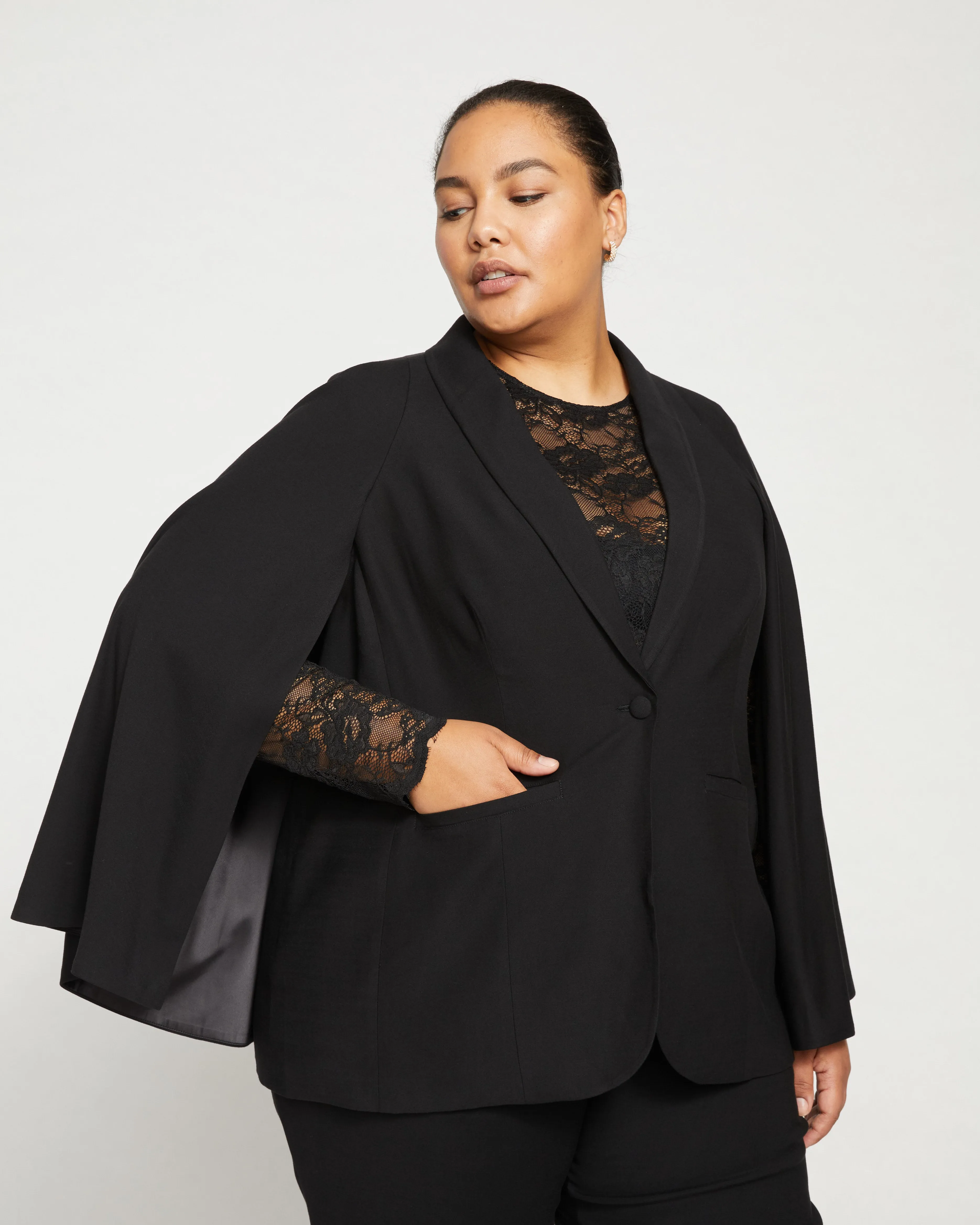 Leon Double Luxe Cape Blazer - Black