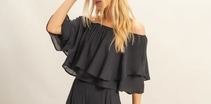 Off-the-Shoulder Blouse and Pants Set-Pants