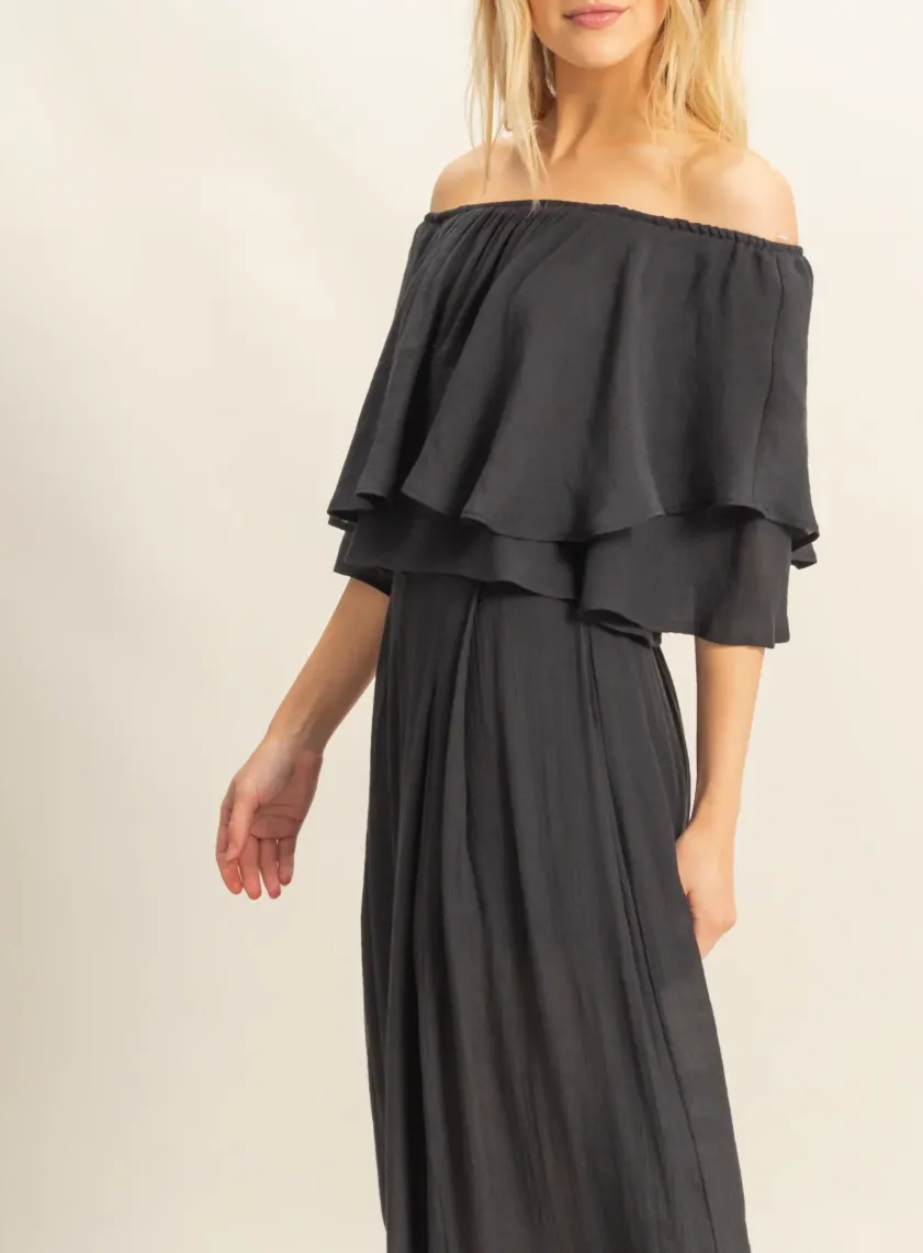 Off-the-Shoulder Blouse and Pants Set-Pants