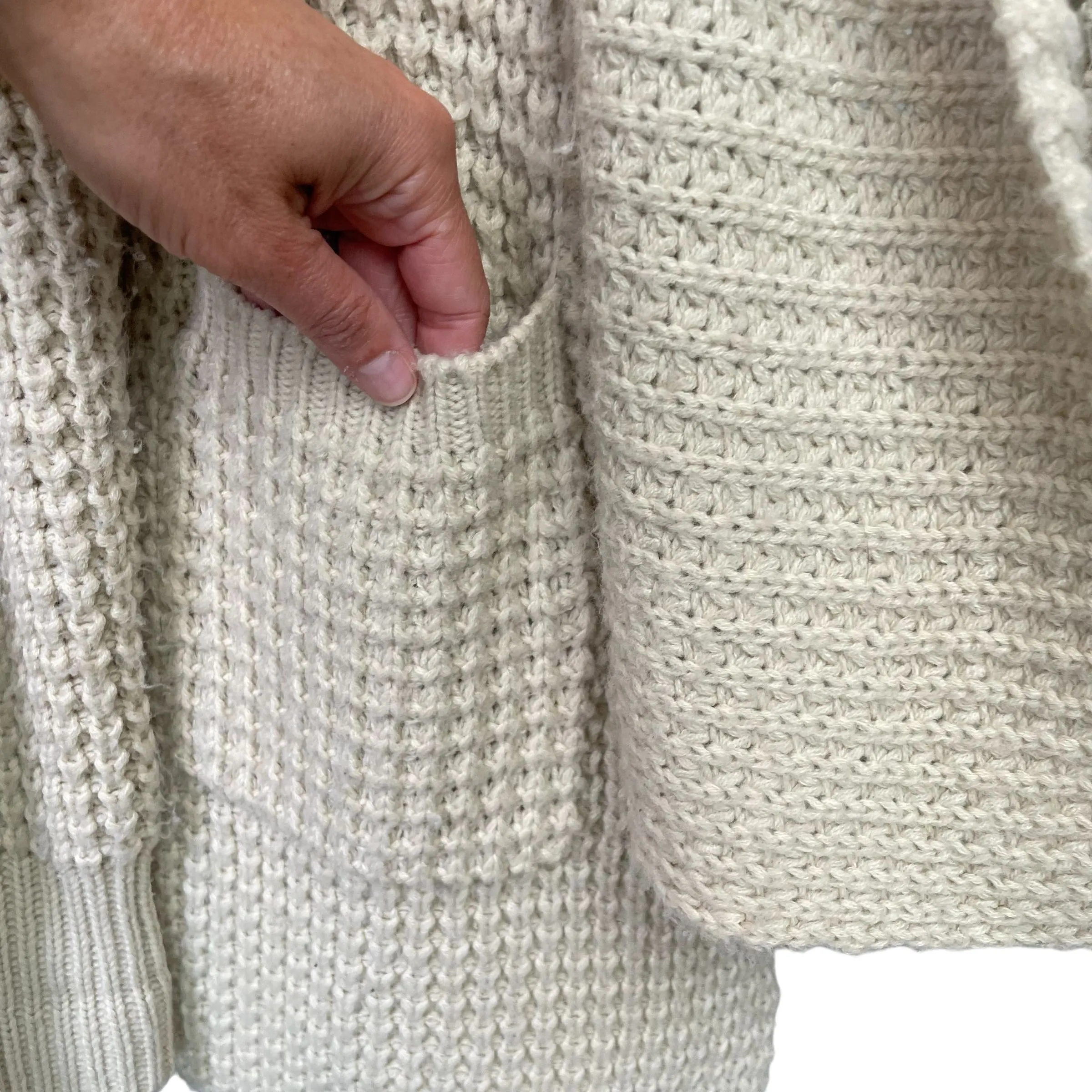 POL | Women's Beige Knit Long Sleeve Open Cardigan Sweater | Size: L