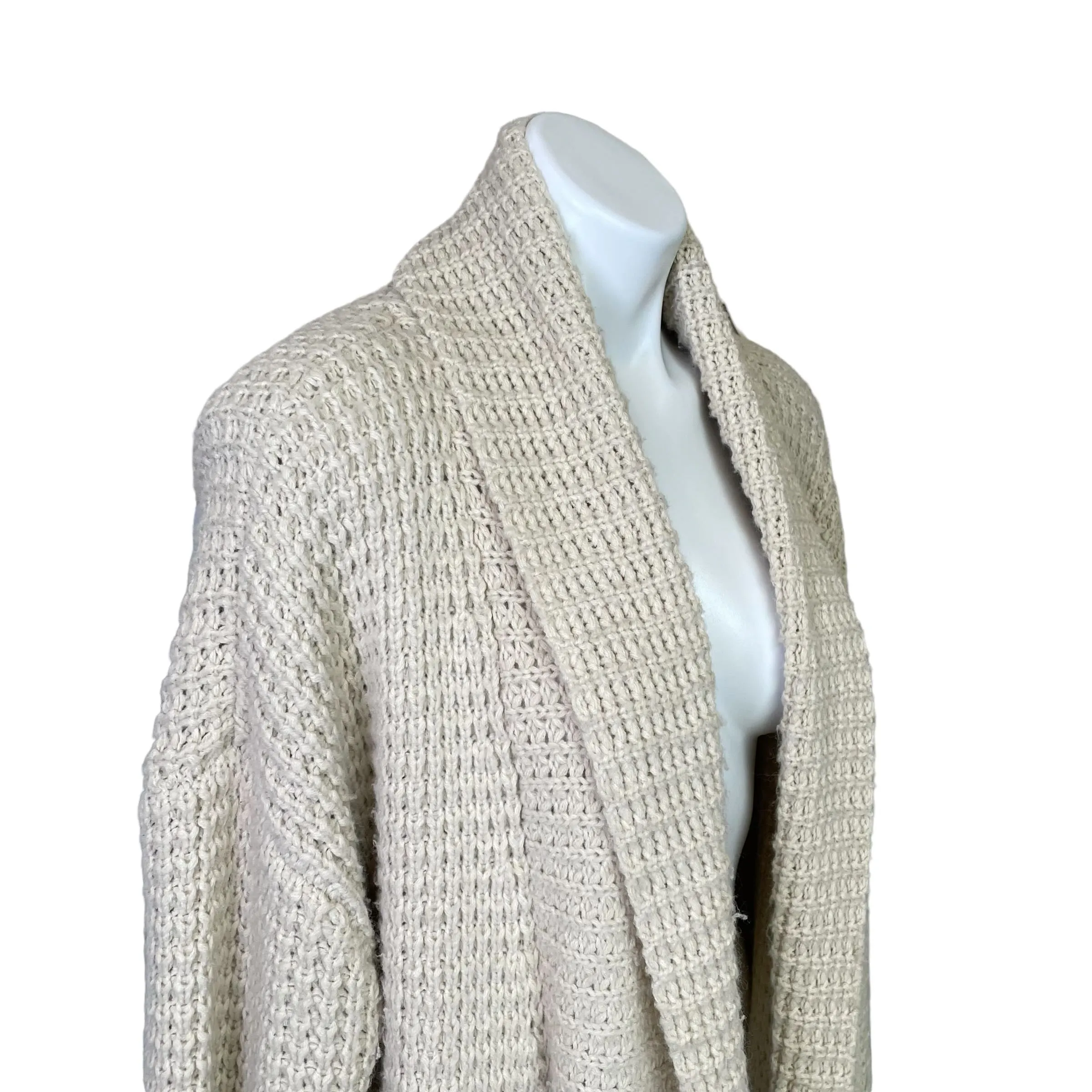 POL | Women's Beige Knit Long Sleeve Open Cardigan Sweater | Size: L