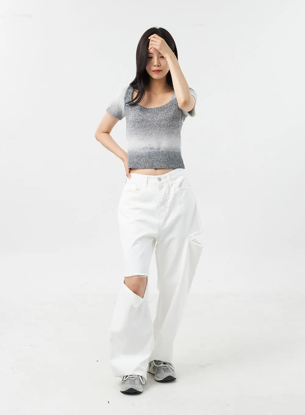 Ripped Baggy Cotton Pants OU305