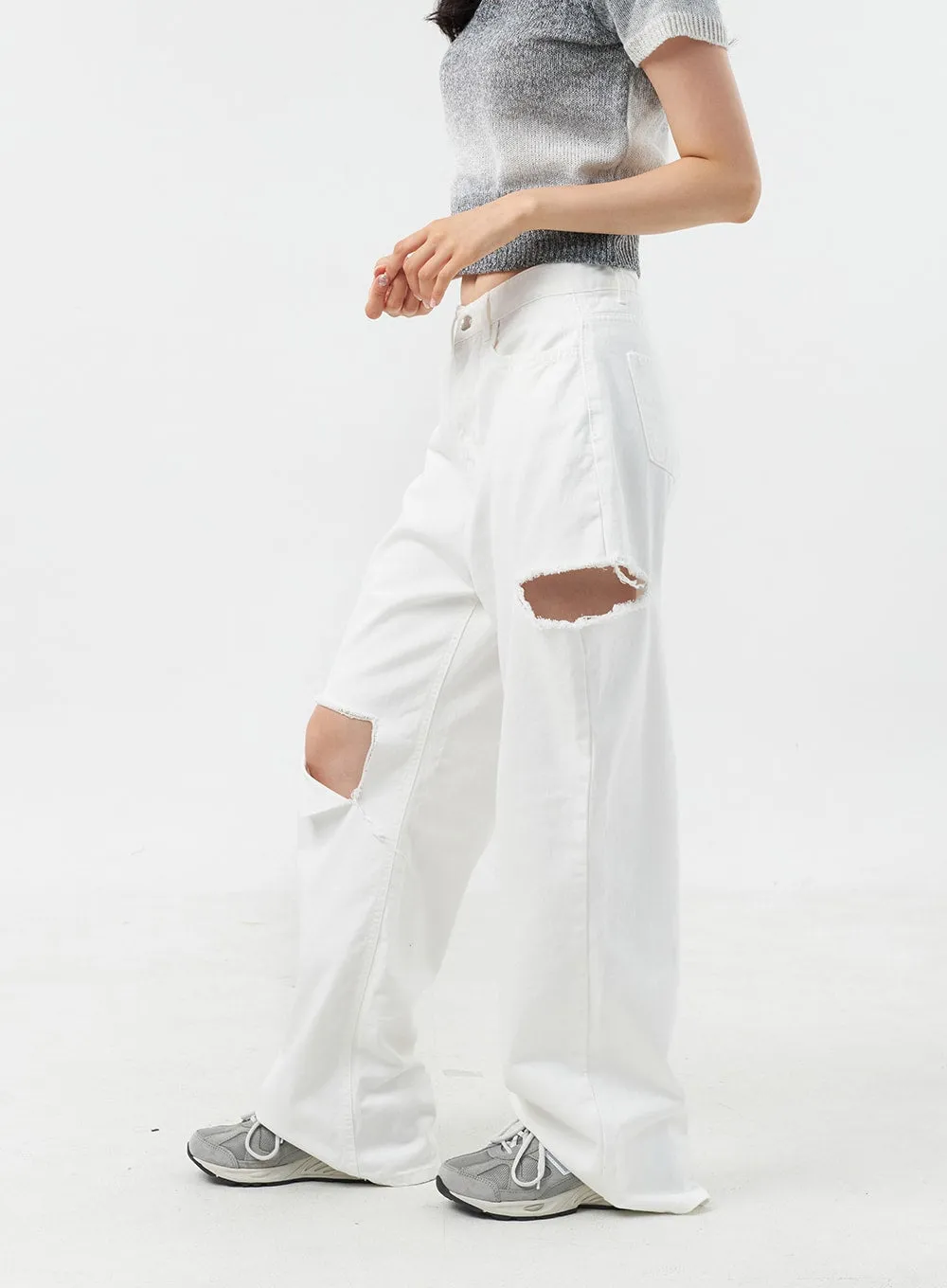 Ripped Baggy Cotton Pants OU305