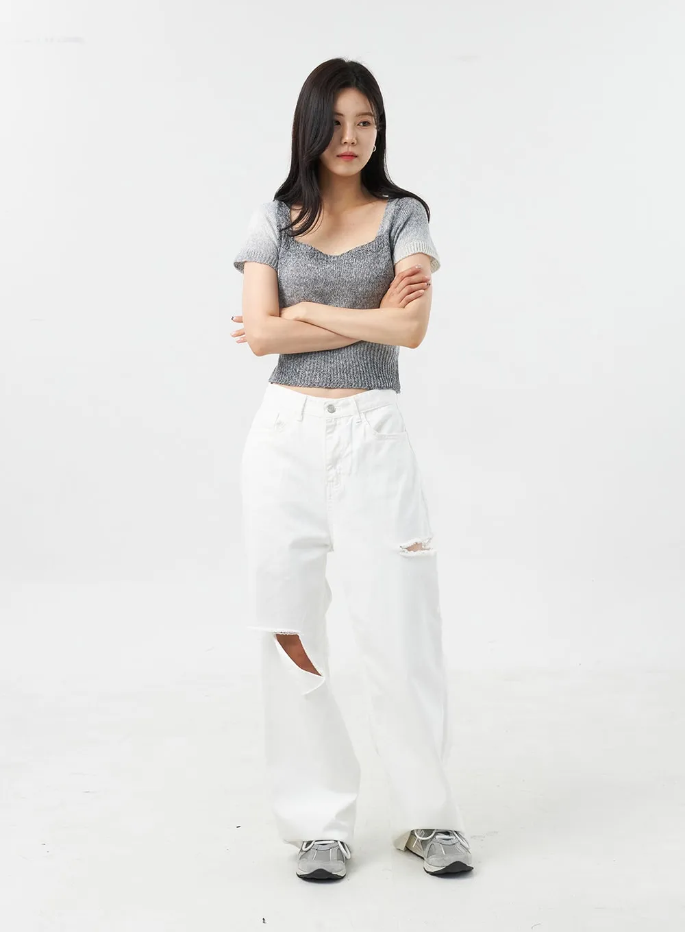 Ripped Baggy Cotton Pants OU305