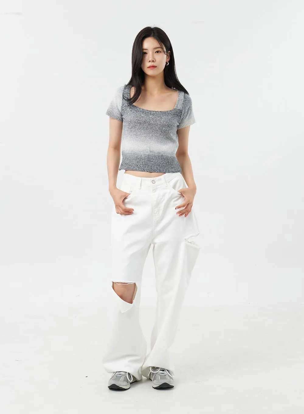 Ripped Baggy Cotton Pants OU305