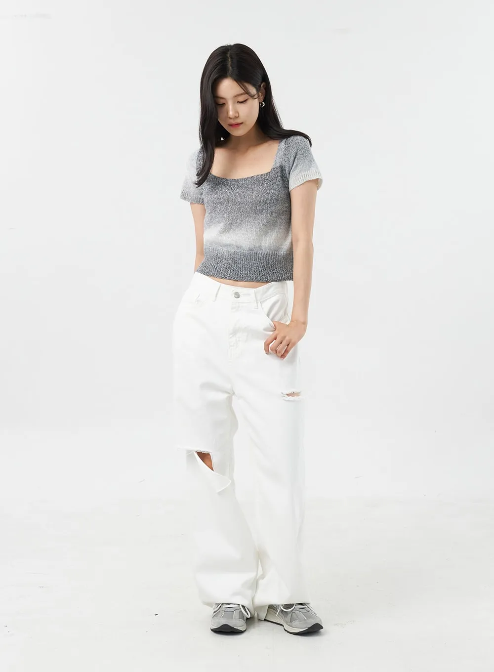 Ripped Baggy Cotton Pants OU305