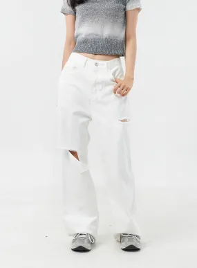 Ripped Baggy Cotton Pants OU305