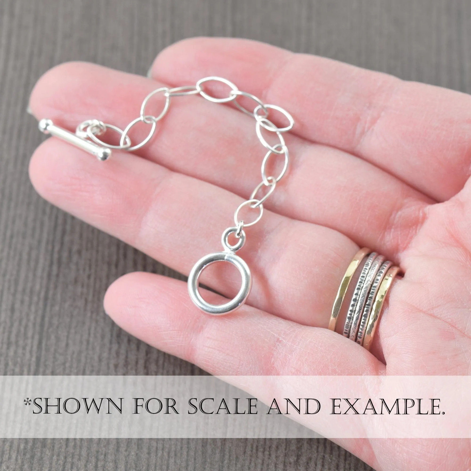 Sterling silver necklace extensions for toggle clasp, in 2-5 inches