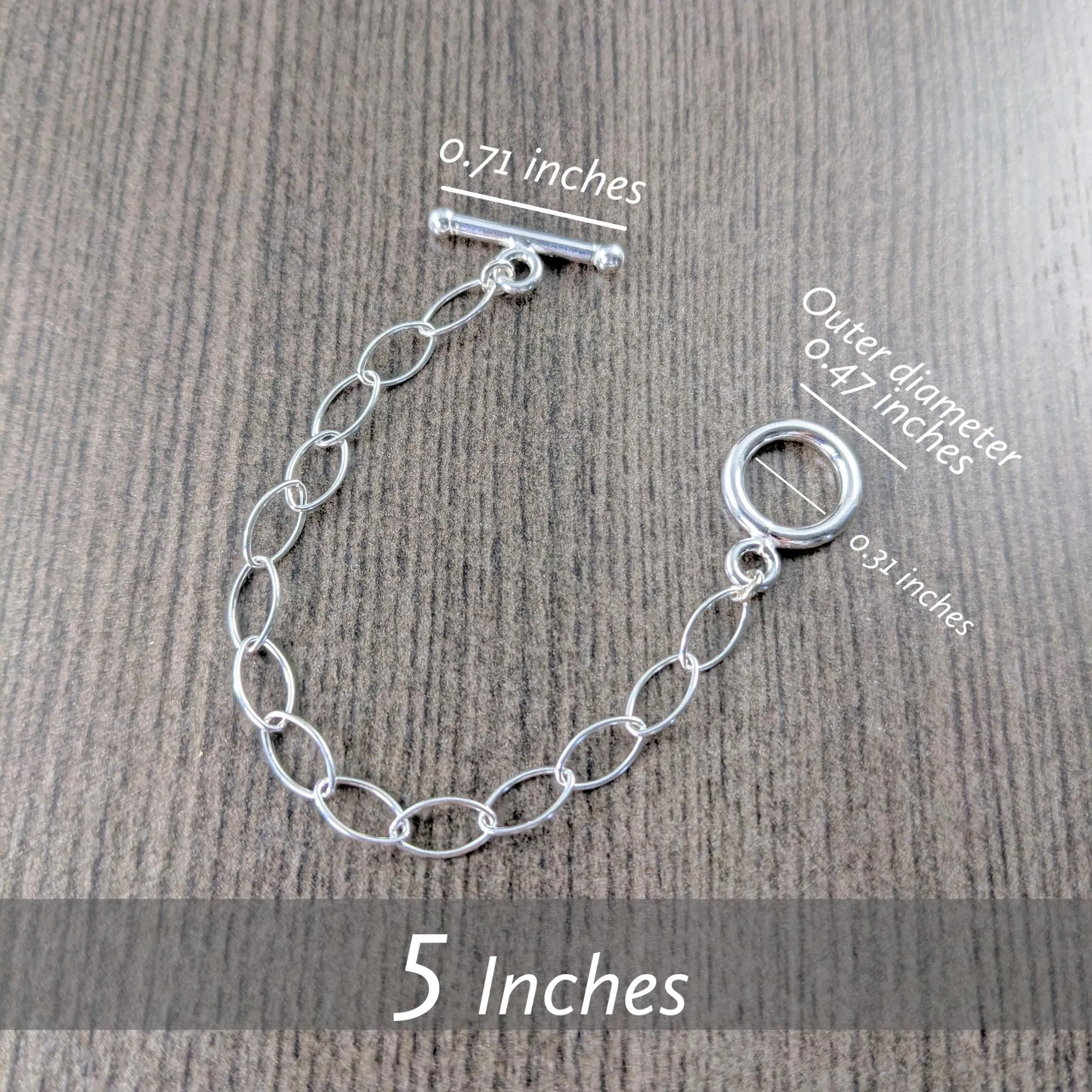 Sterling silver necklace extensions for toggle clasp, in 2-5 inches