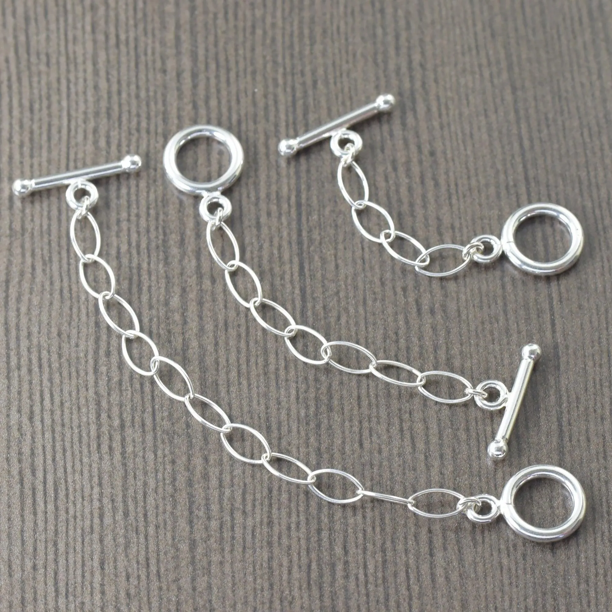 Sterling silver necklace extensions for toggle clasp, in 2-5 inches