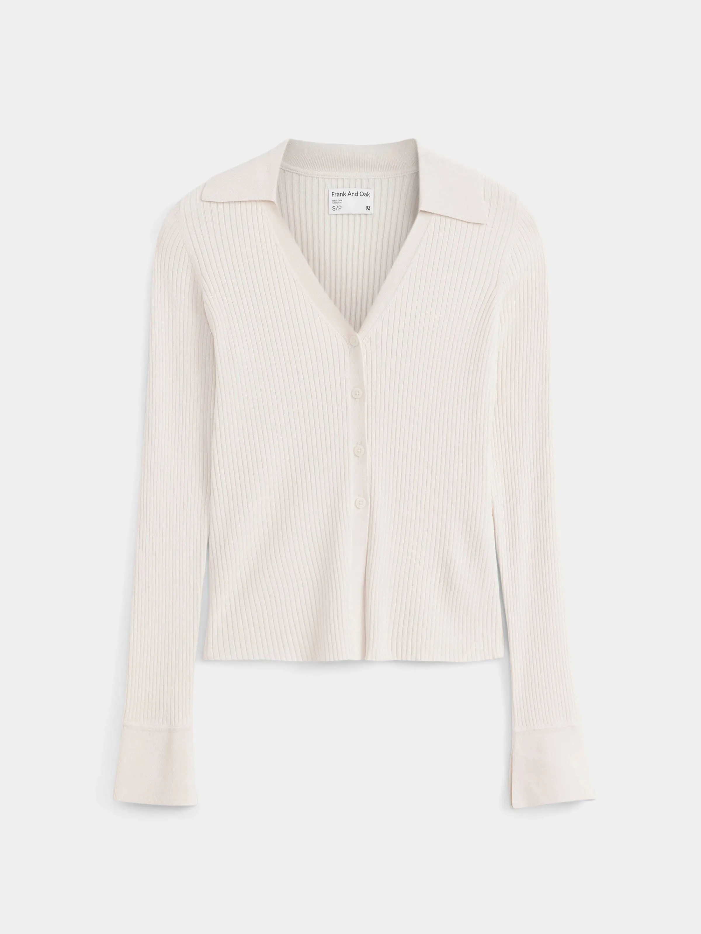 The Buttoned Slim Fit Sweater in Natural Beige