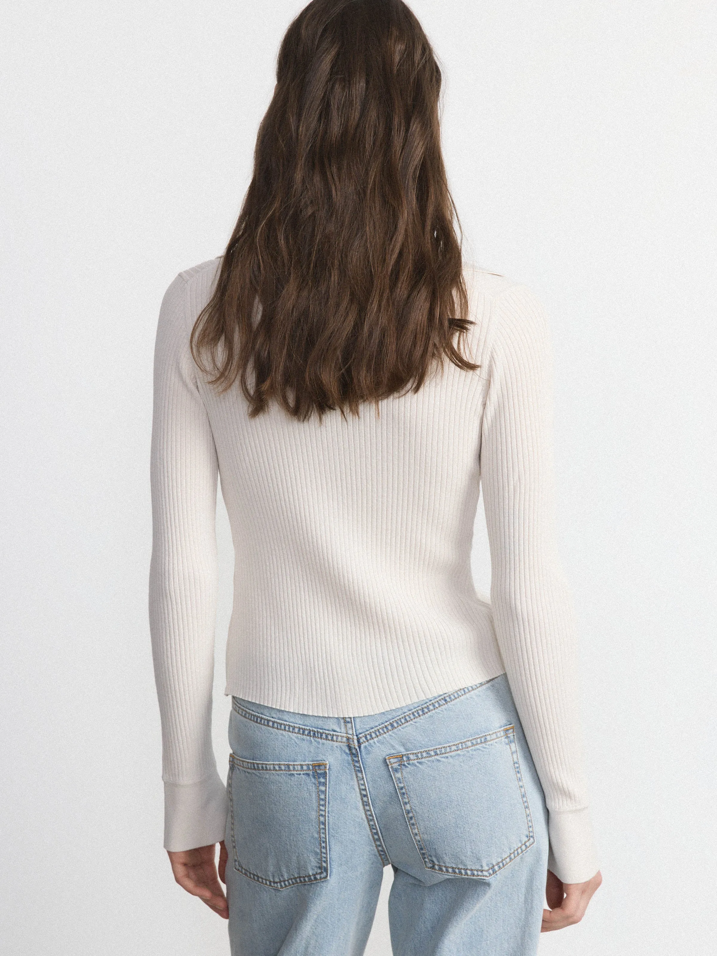 The Buttoned Slim Fit Sweater in Natural Beige